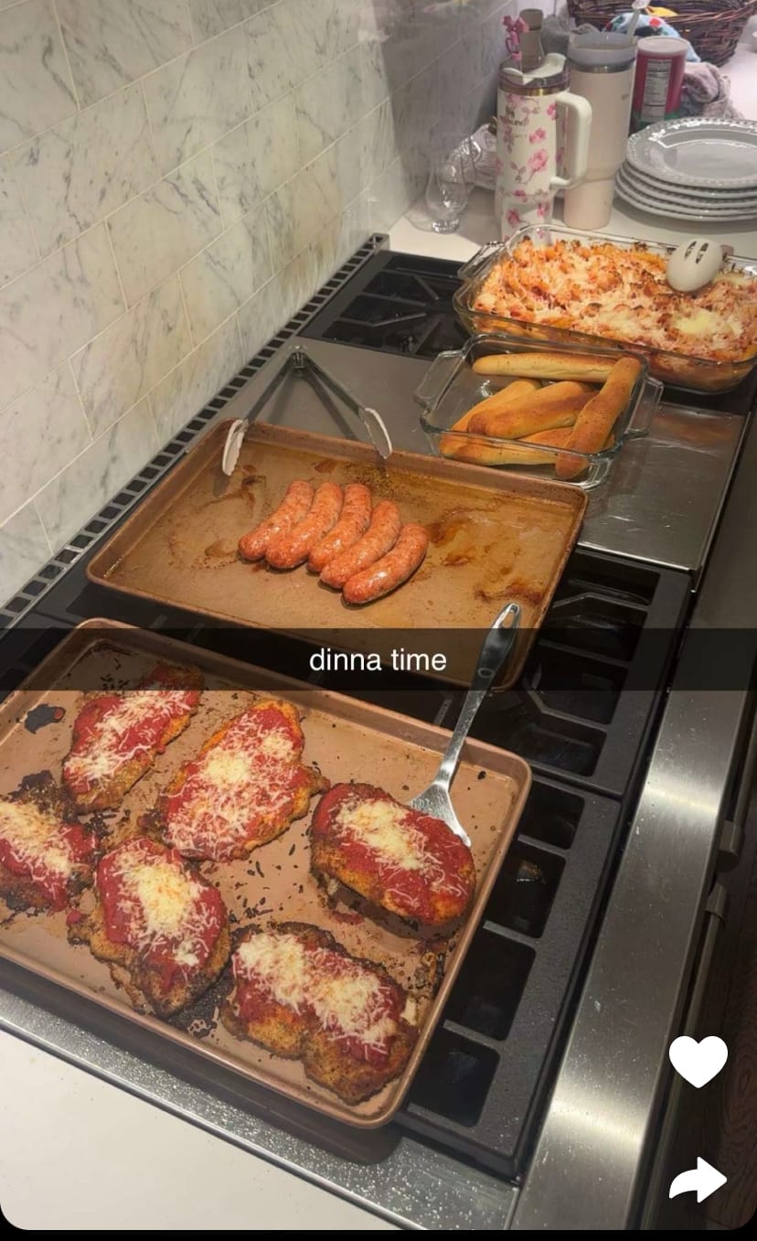 Livvy Dunne, girlfriend of Pittsburgh Pirates pitcher Paul Skenes, posts a picture of their dinner at her new home.