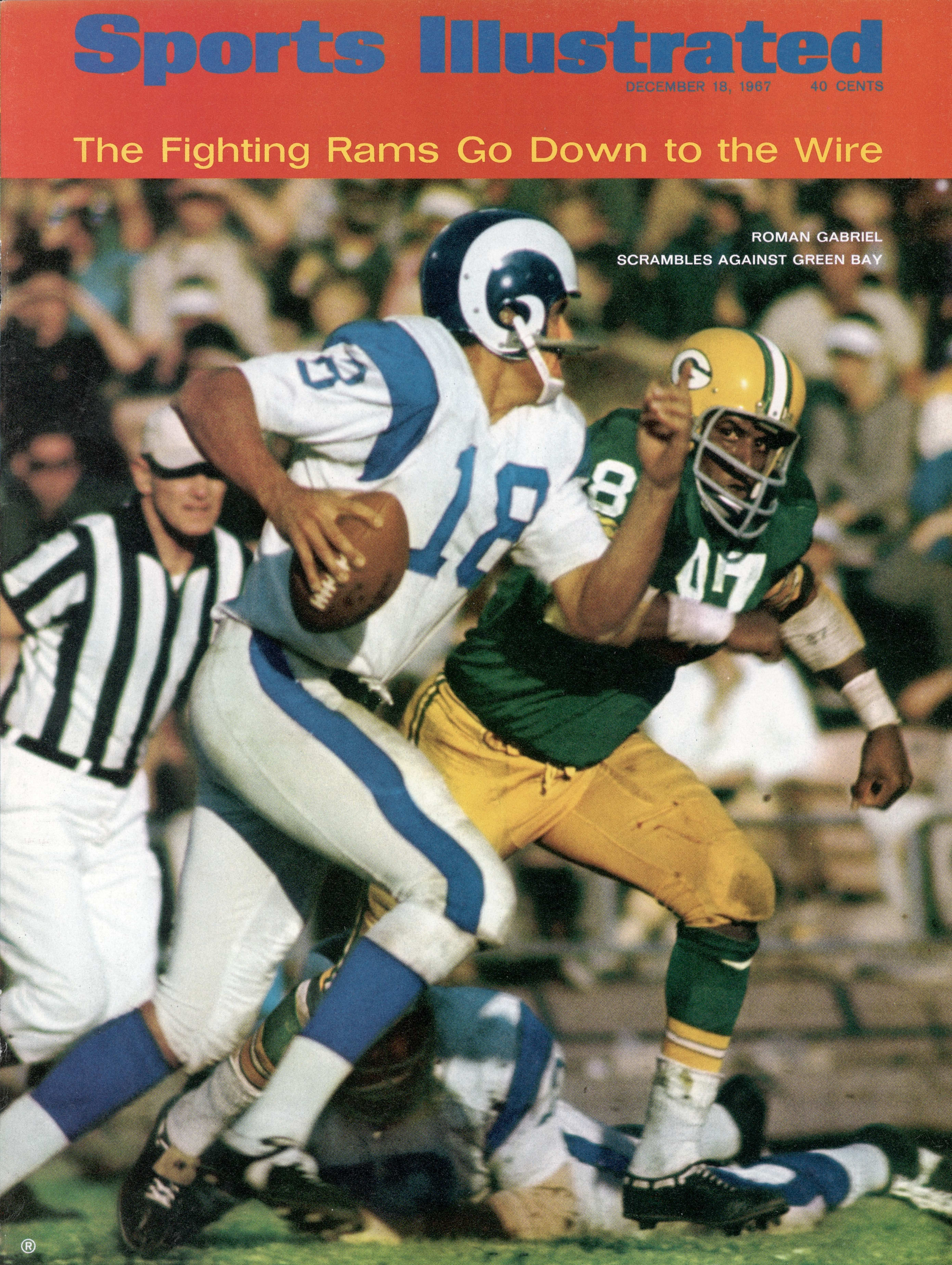 December 18, 1967 Sports Illustrated Cover. Los Angeles Rams QB Roman Gabriel (18) in action