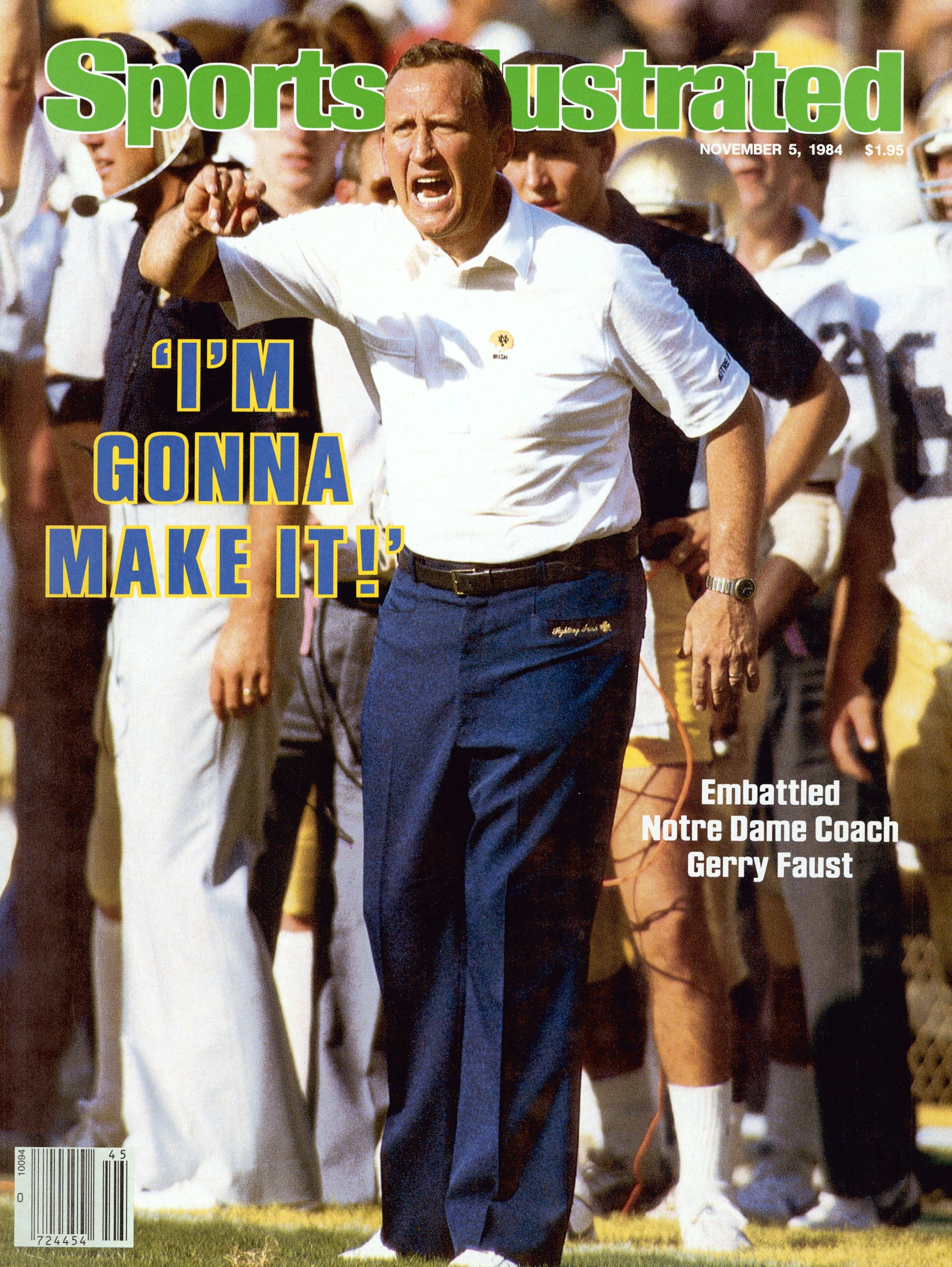  November 5, 1984 Sports Illustrated Cover: College Football: Notre Dame coach Gerry Faust