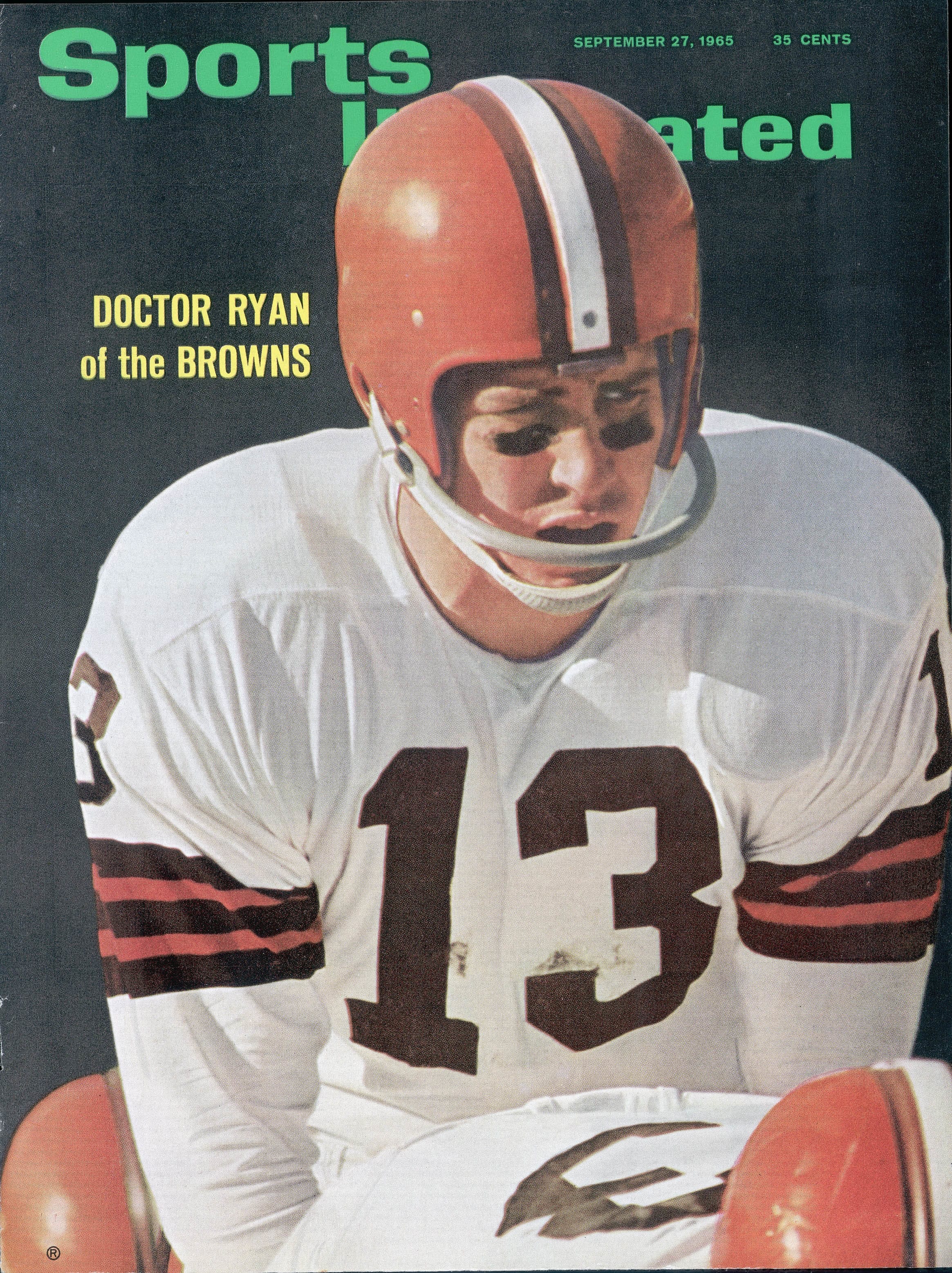 September 27, 1965 Sports Illustrated Cover. Football: Closeup of Cleveland Browns QB Frank Ryan (13)