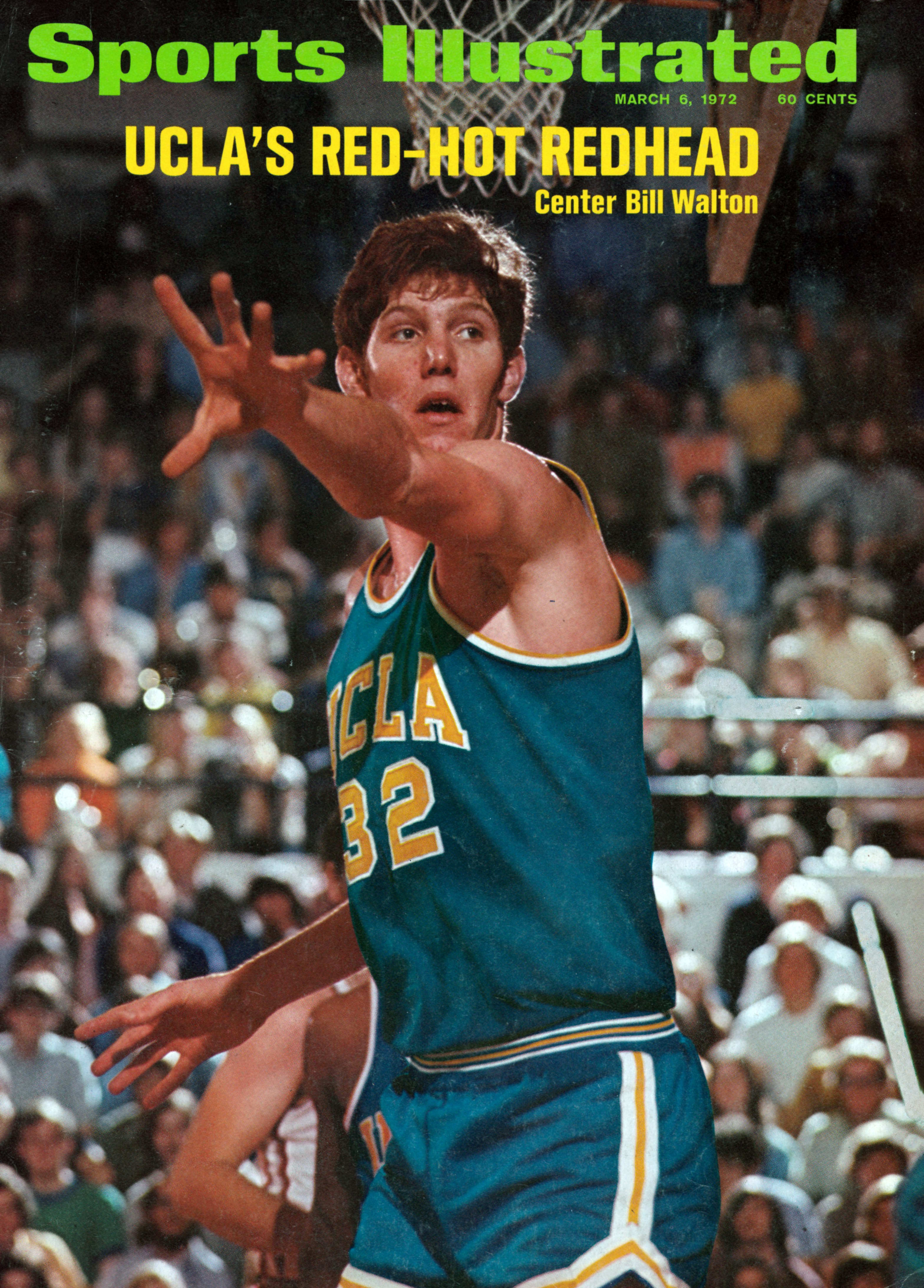 March 6, 1972 Sports Illustrated Cover. College Basketball: UCLA Bill Walton (32) in action vs Washington State