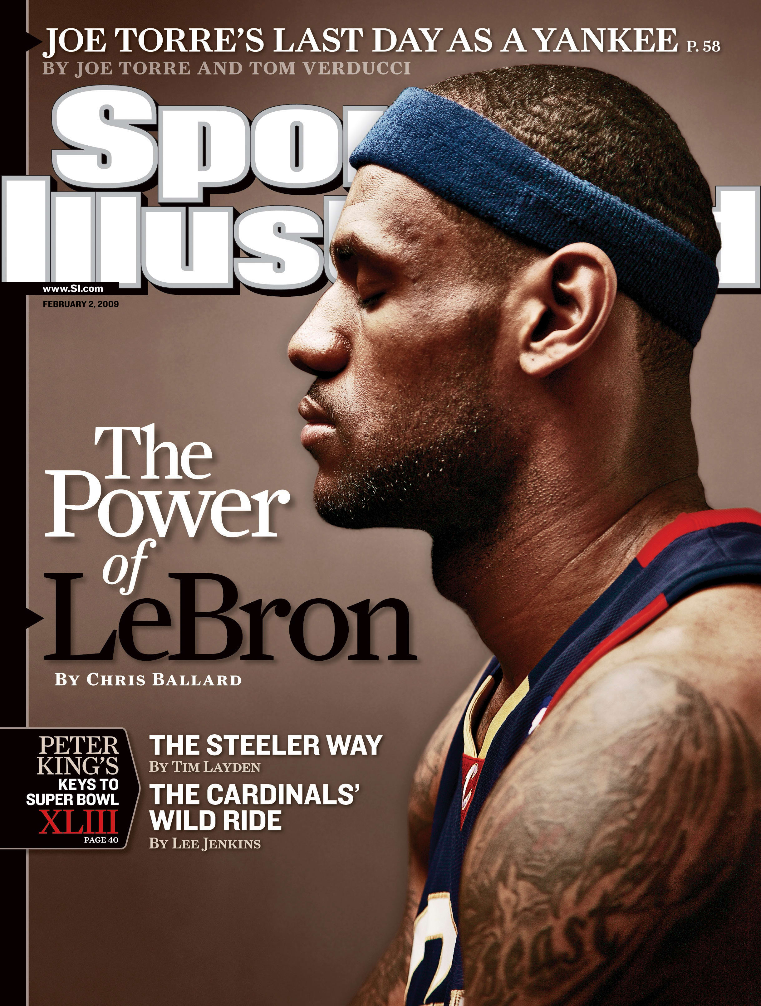 February 2, 2009 Sports Illustrated Cover:Basketball: Closeup portrait of Cleveland Cavaliers LeBron James