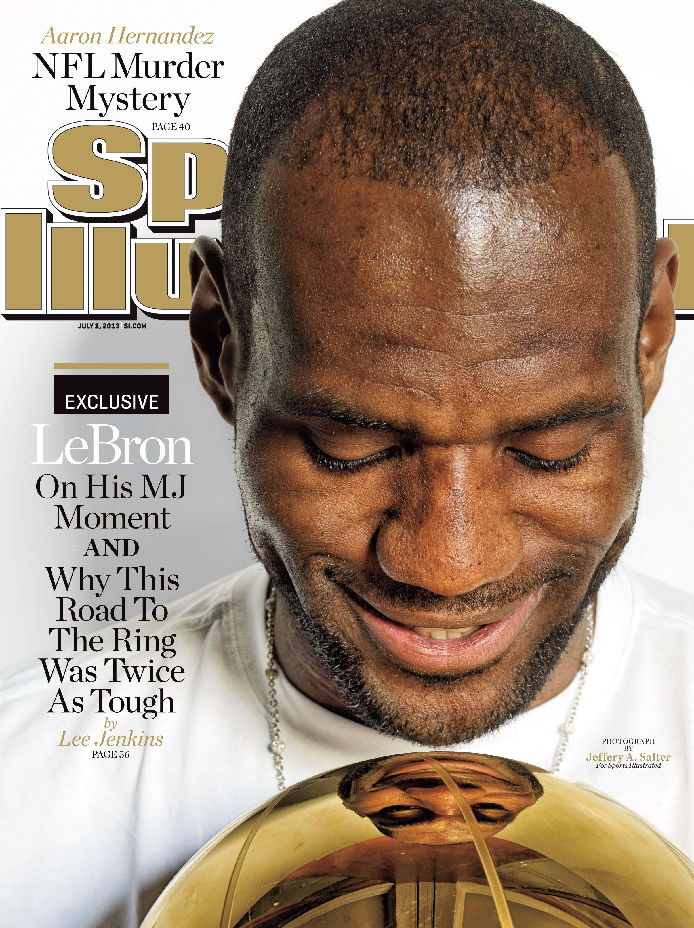 July 1, 2013 Sports Illustrated Cover:NBA Finals: Closeup portrait of Miami Heat LeBron James