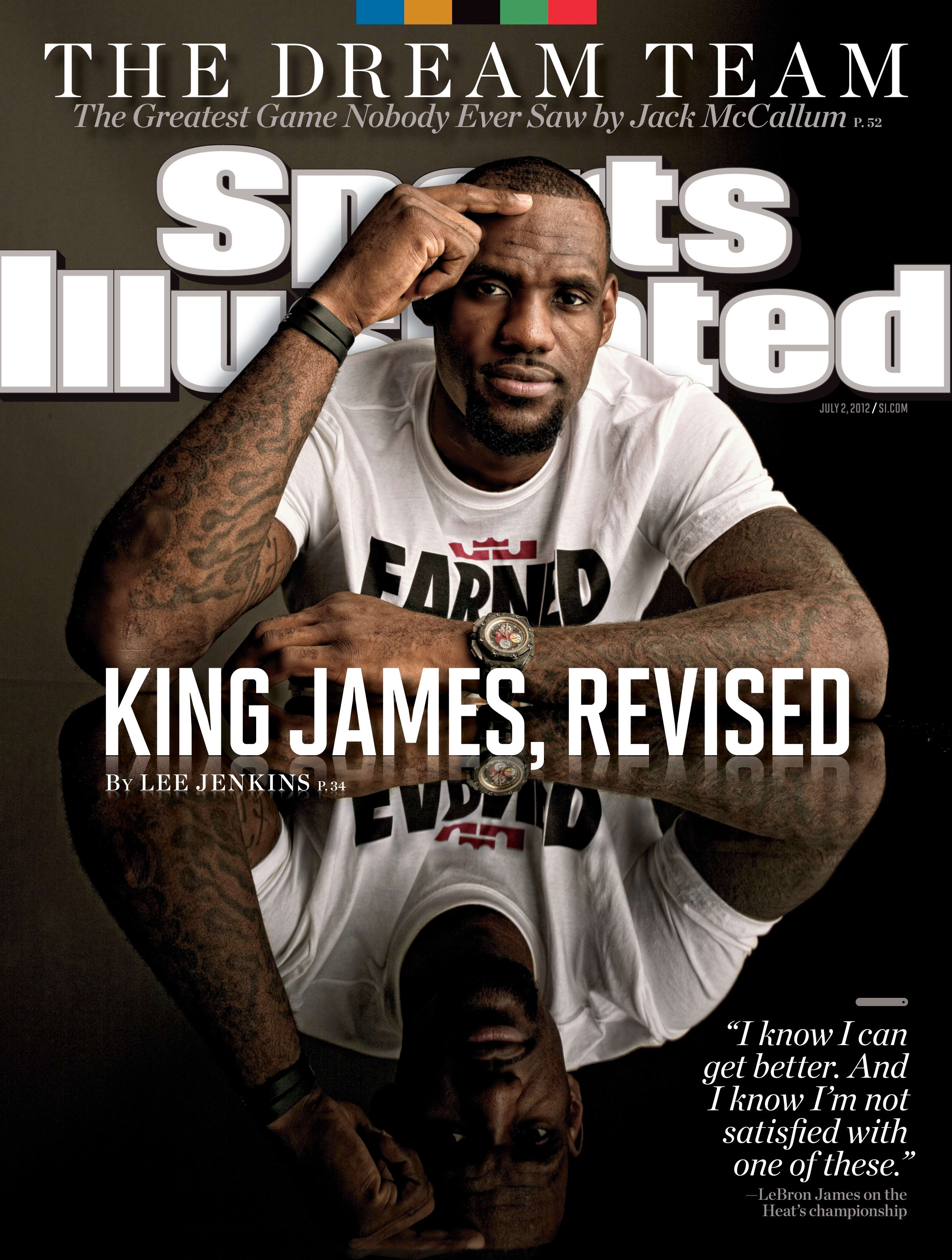 July 2, 2012 Sports Illustrated Cover: NBA Finals: Closeup portrait of Miami Heat LeBron James 