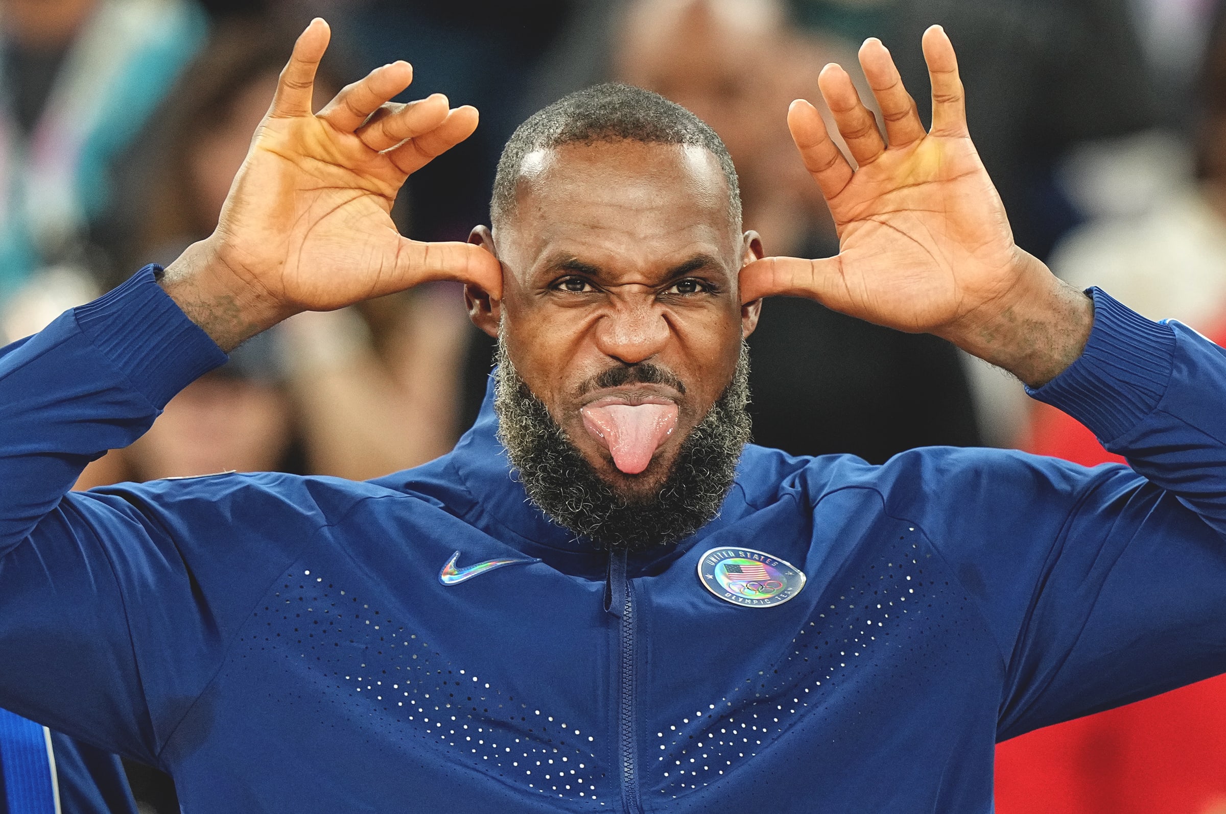 James during the 2024 Paris Olympics men’s basketball gold medal ceremony.