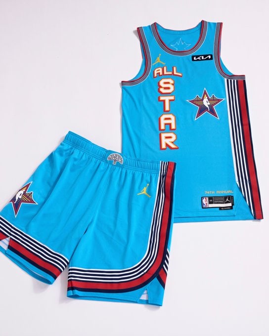 The NBA's 2025 blue All-Star uniform front.