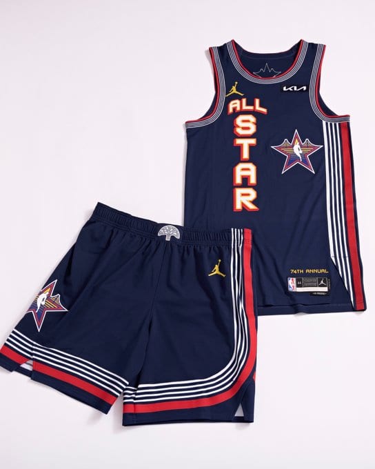 The NBA's 2025 navy All-Star uniform back.