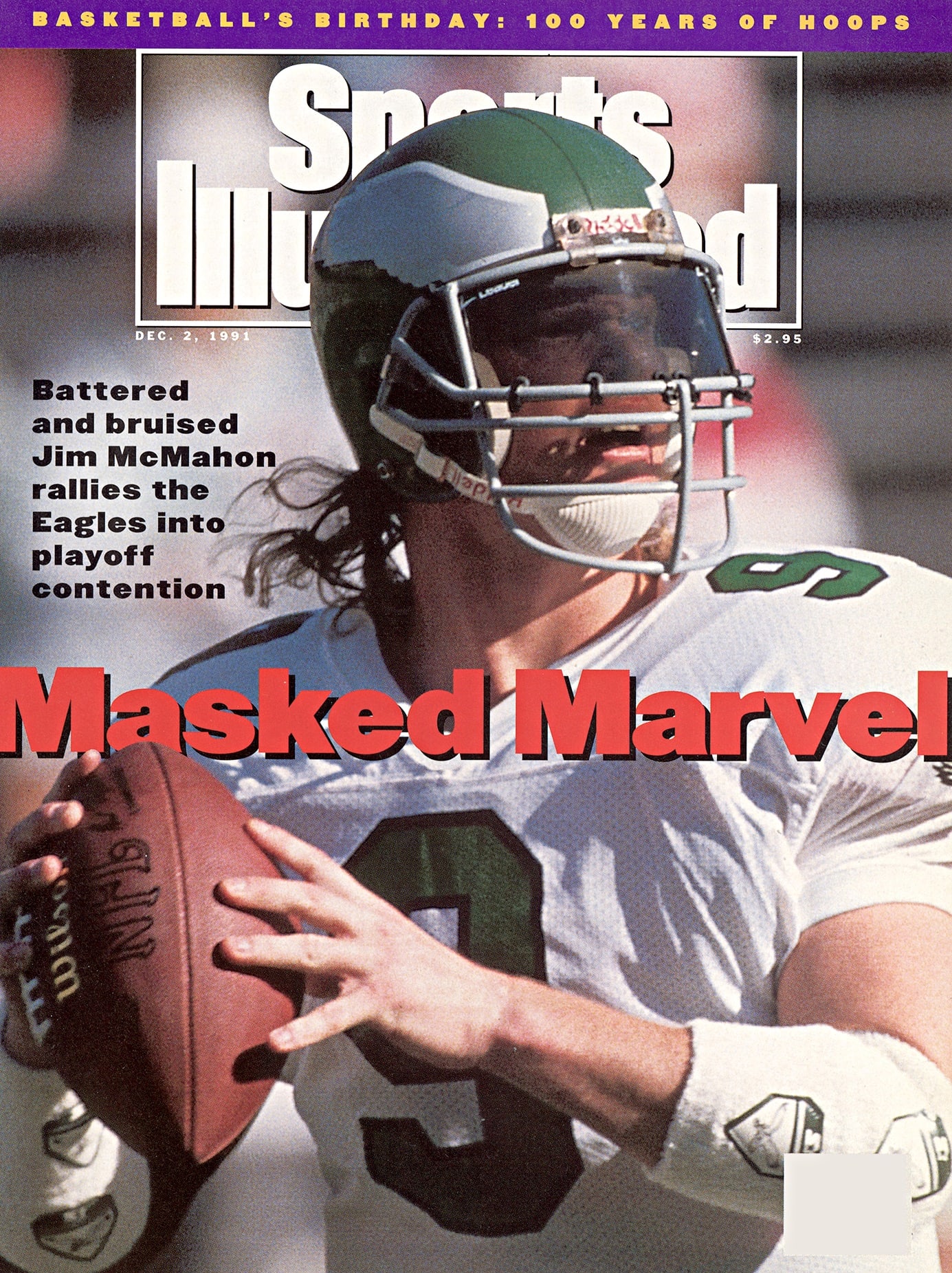 Closeup of Philadelphia Eagles QB Jim McMahon