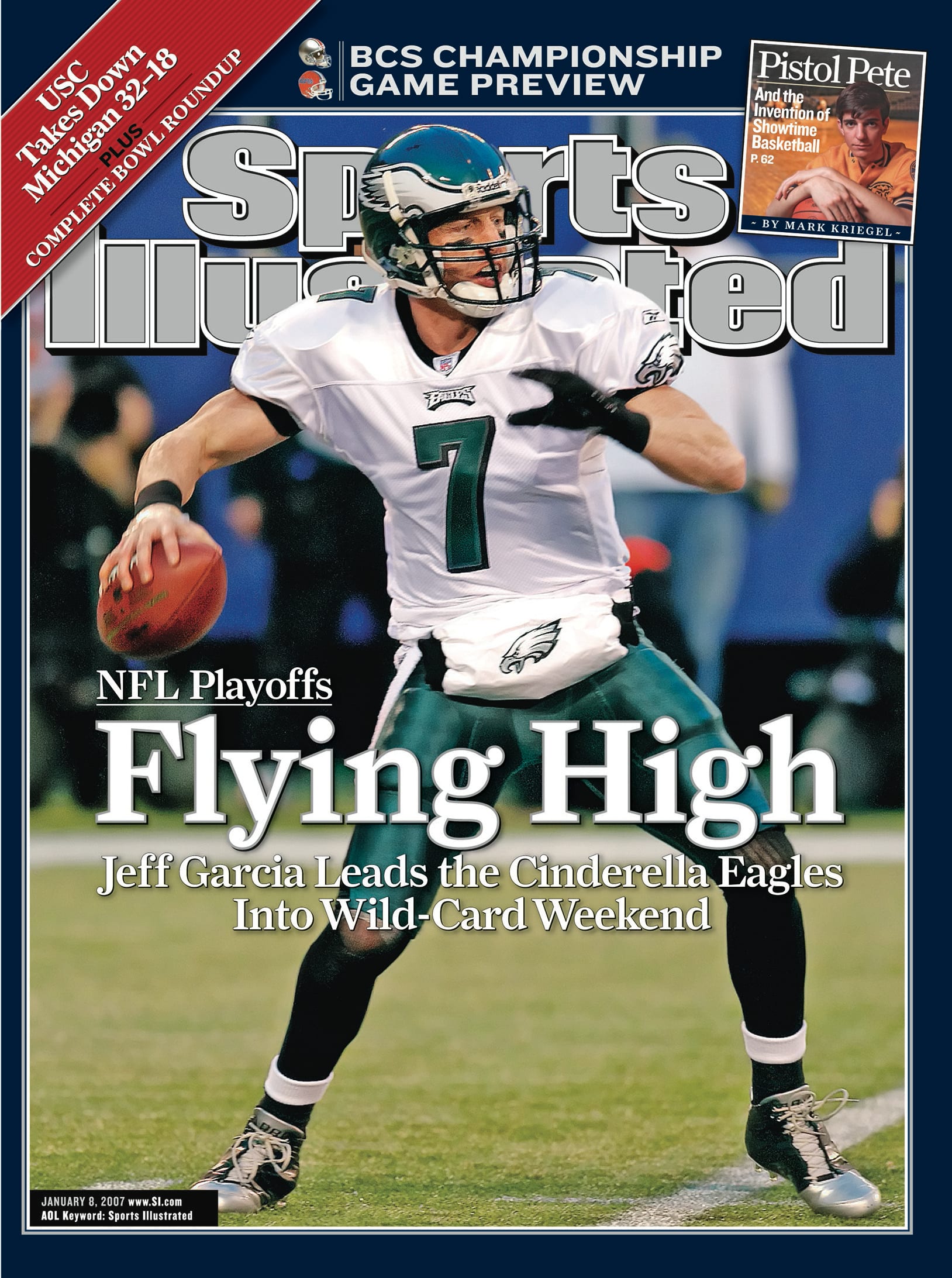 Jeff Garcia (7) looking to pass downfield vs. New York Giants 