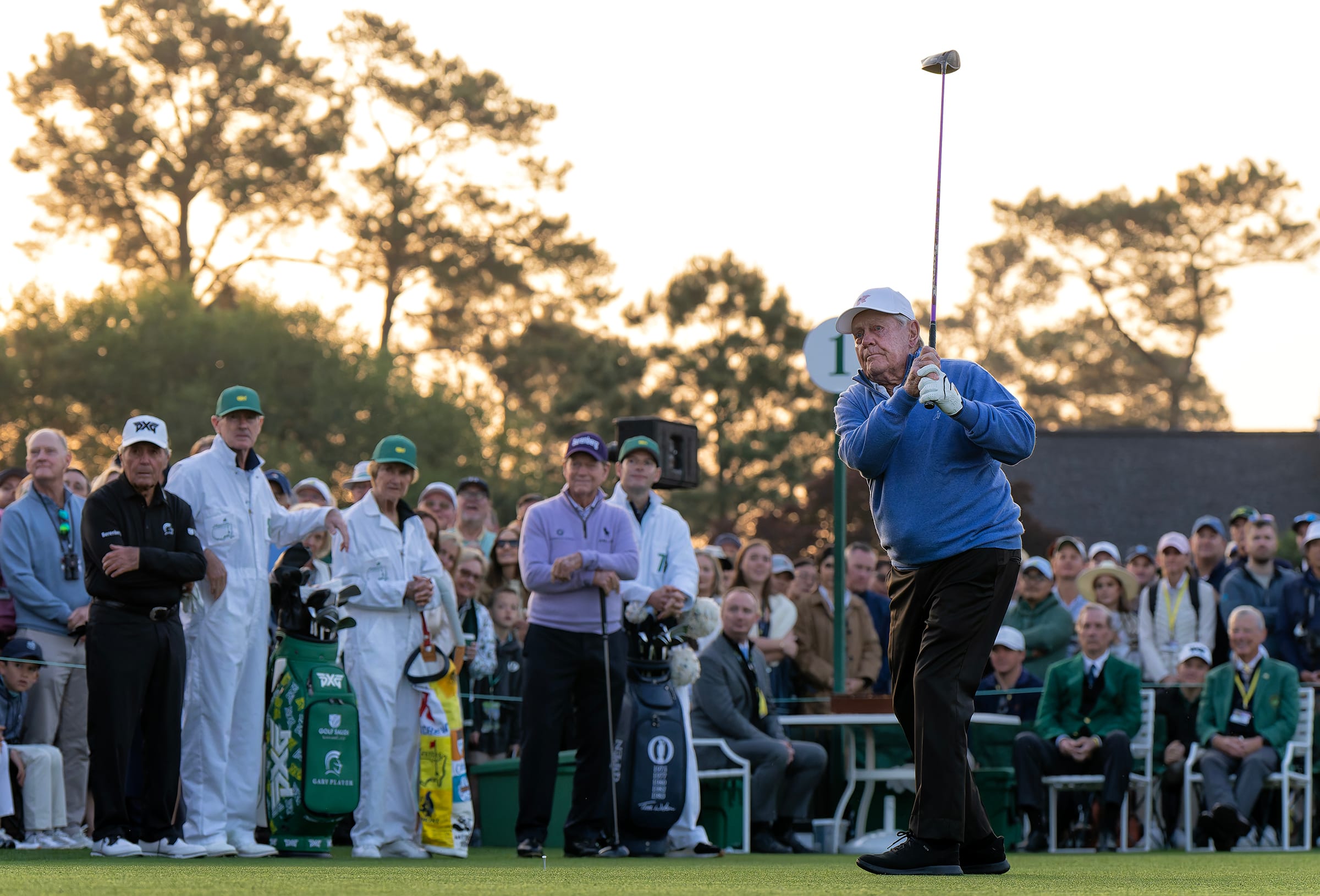 Jack Nicklaus honorary starter drive at the 2025 Masters.