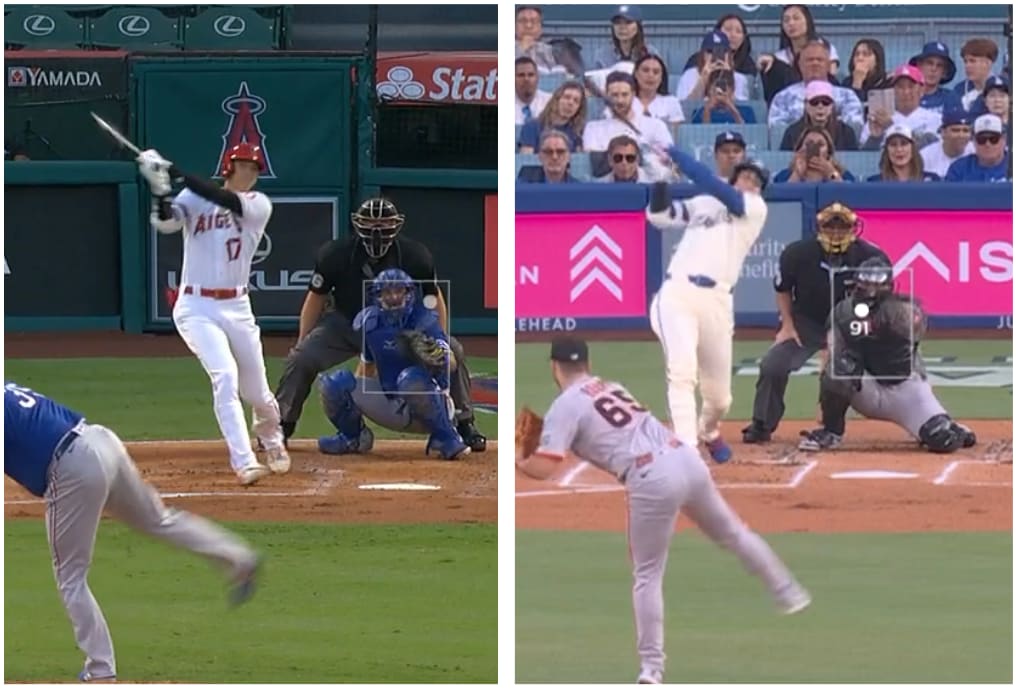 Shohei Ohtani's swing changes between 2020 and 2025.