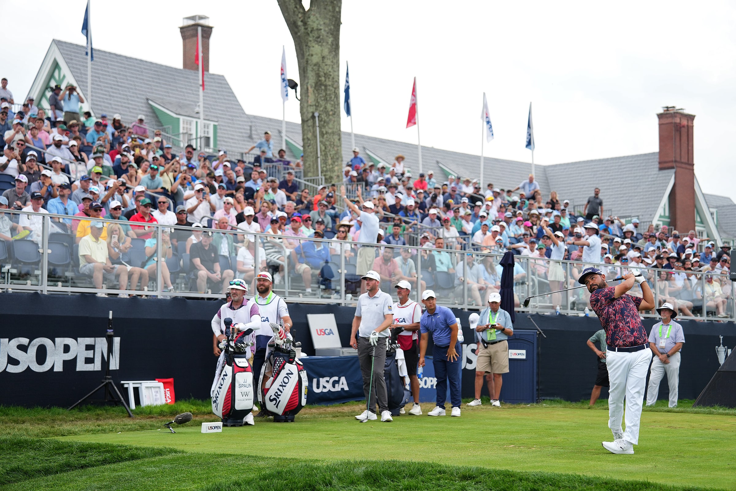 J.J. Spaun tees off during Friday's second round at the U.S. Open