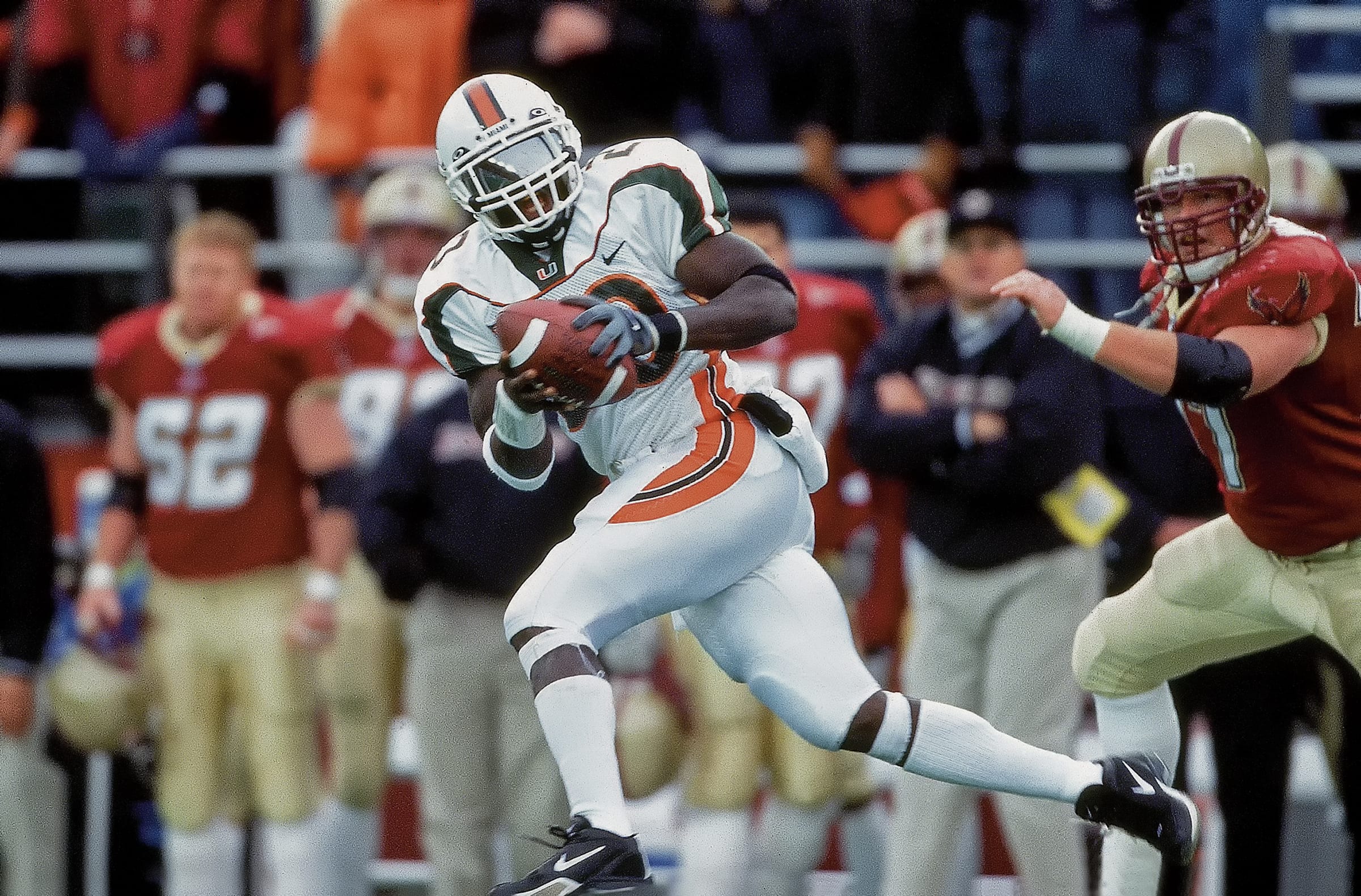 Ed Reed scores on a pick-six during the 2001 season.