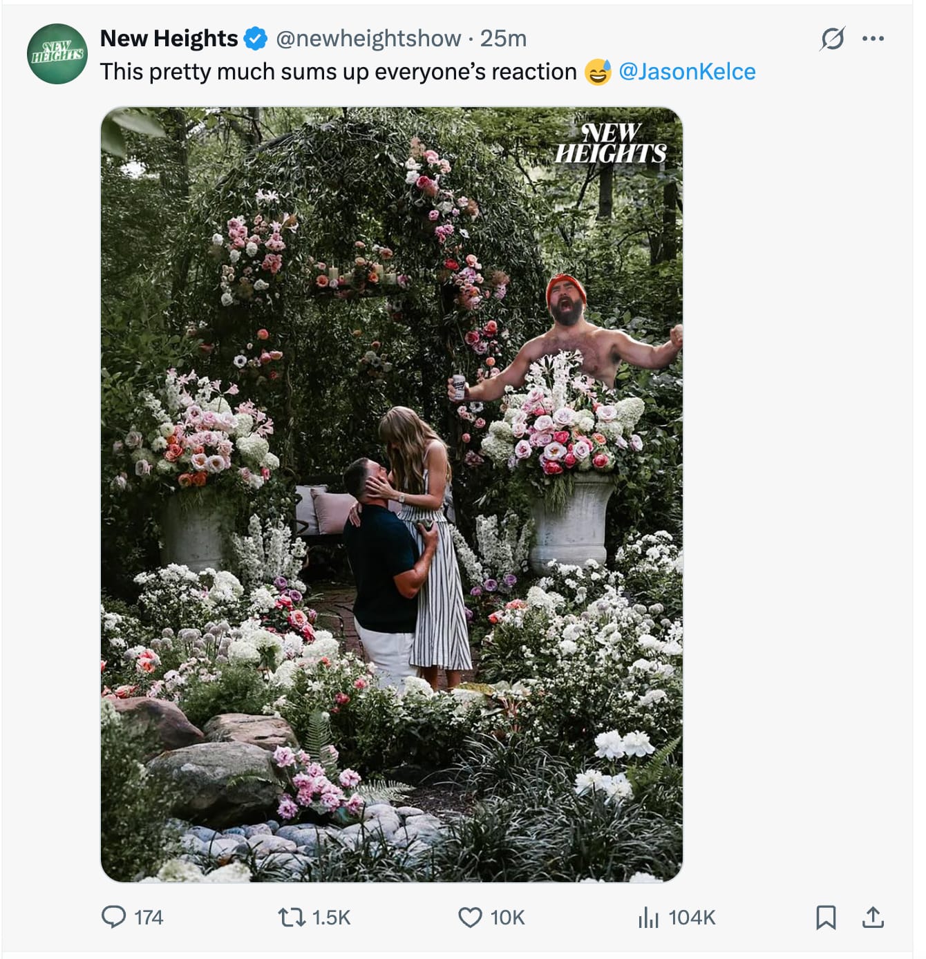 ‘New Heights’ Used Perfect Jason Kelce Photo to Celebrate Taylor Swift-Travis Kelce Engagement 