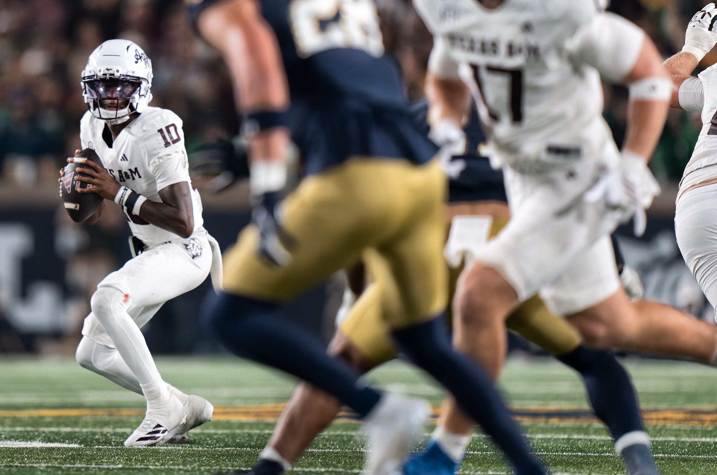 Texas A&M quarterback Marcel Reed looks to throw a pass.