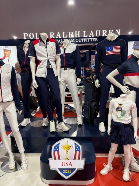 Polo Ralph Lauren display at the Ryder Cup merch center.