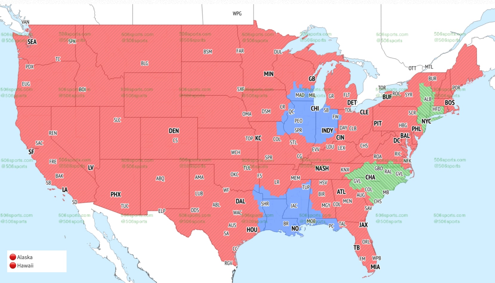 Fox Week 7 coverage map in the early window. 