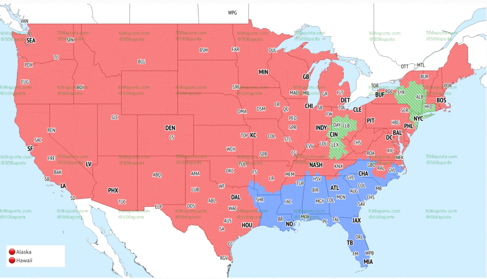 Mapa de cobertura de la semana 8 de CBS para la ventana principal