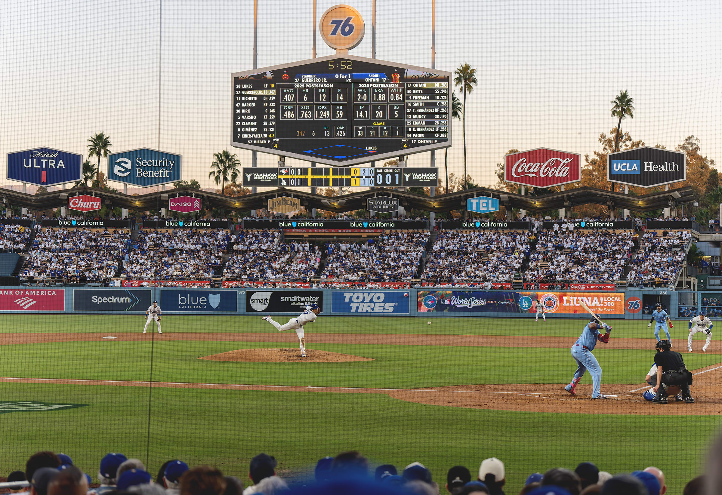 Wide view of the field at Dodger Stadium during World Series Game 4