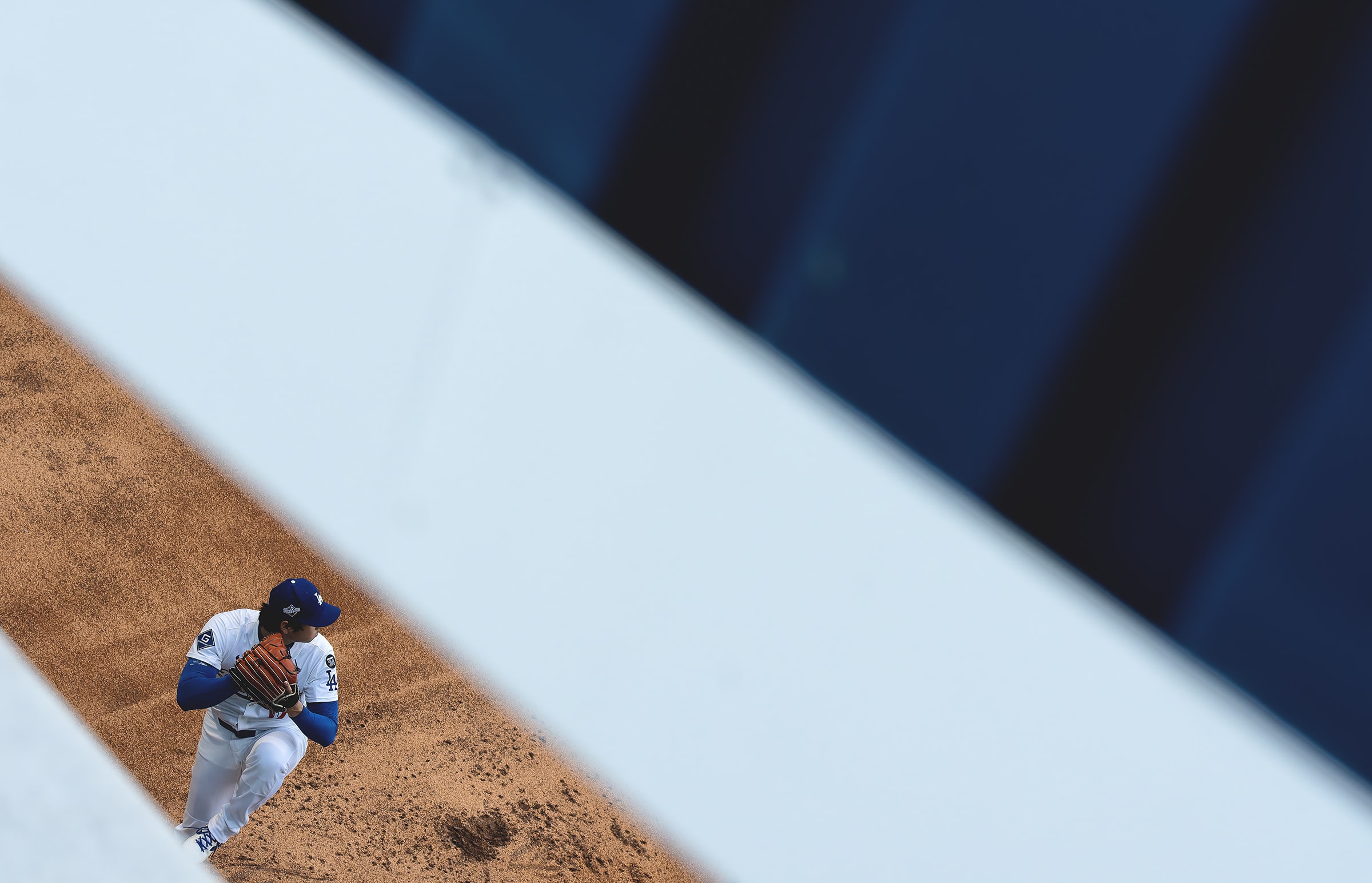 Shohei Ohtani warming up.