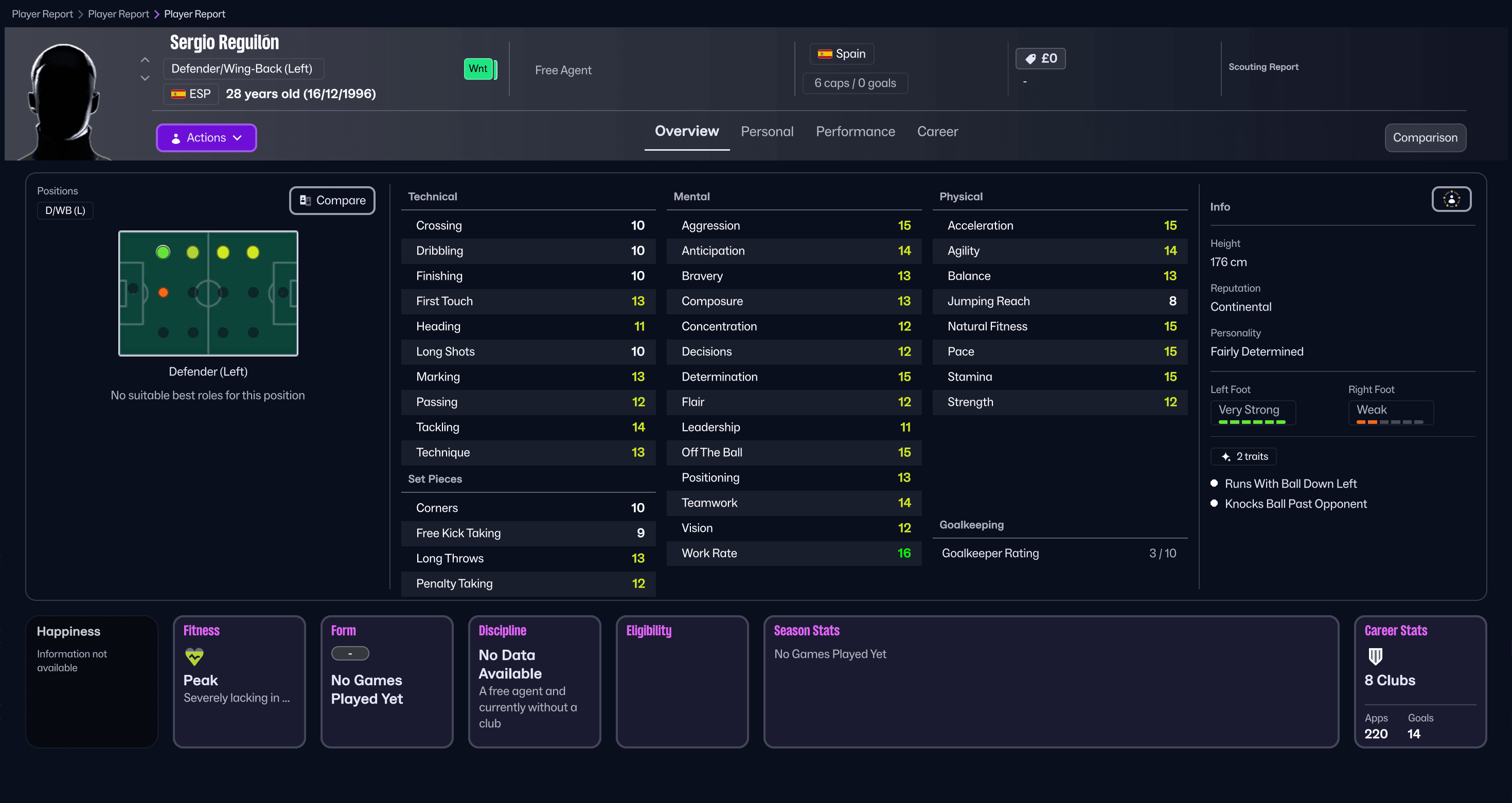 Sergio Reguilón en Football Manager 26