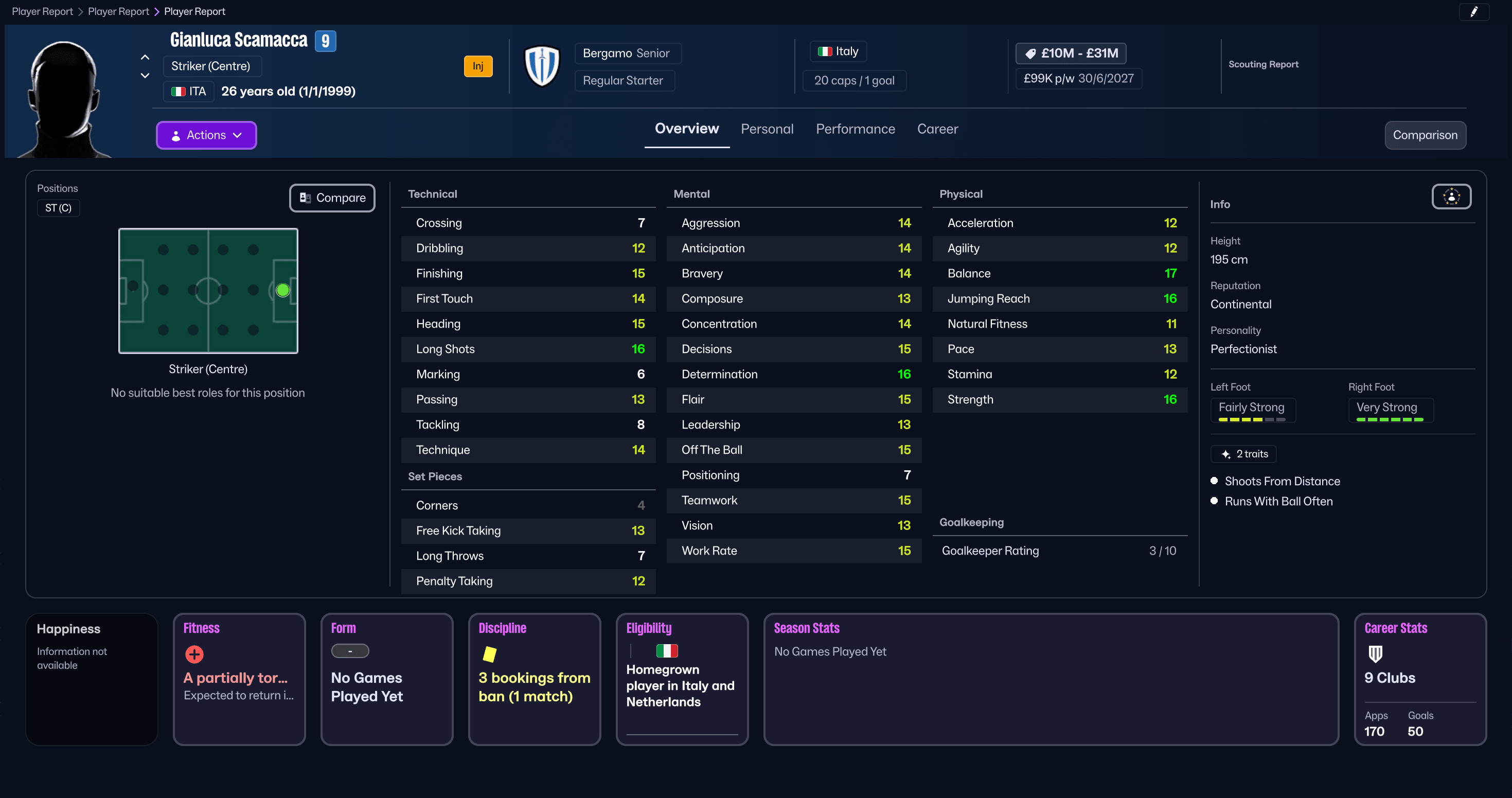 Gianluca Scamacca ใน Football Manager 26