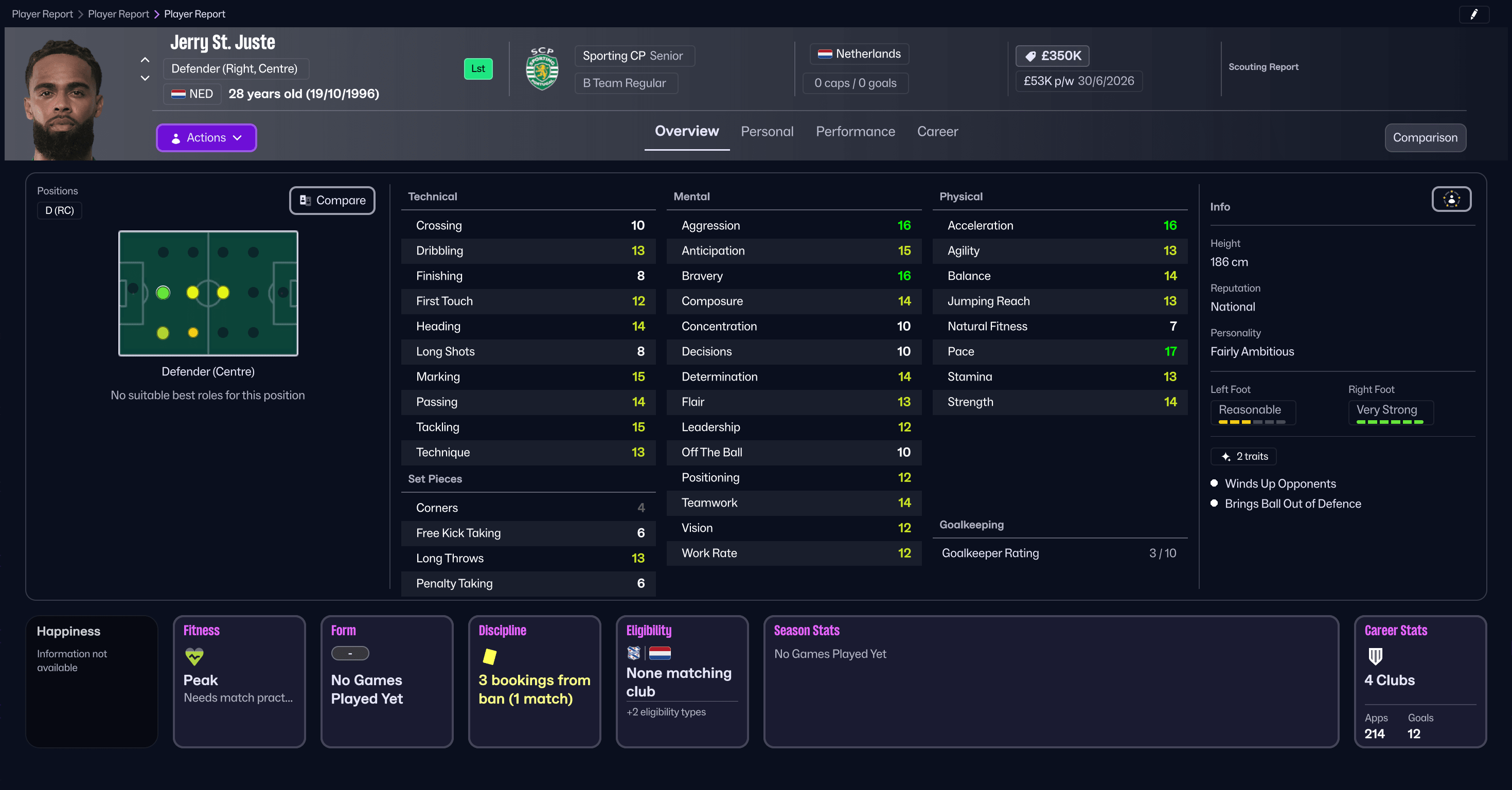 เจอร์รี่ เซนต์ จุสเต้ ใน Football Manager 26