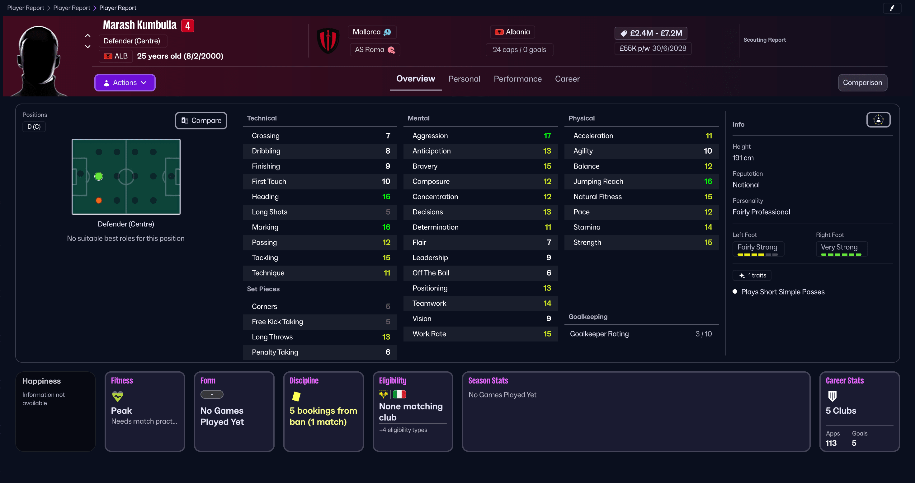 Marash Kumbulla en Football Manager 26