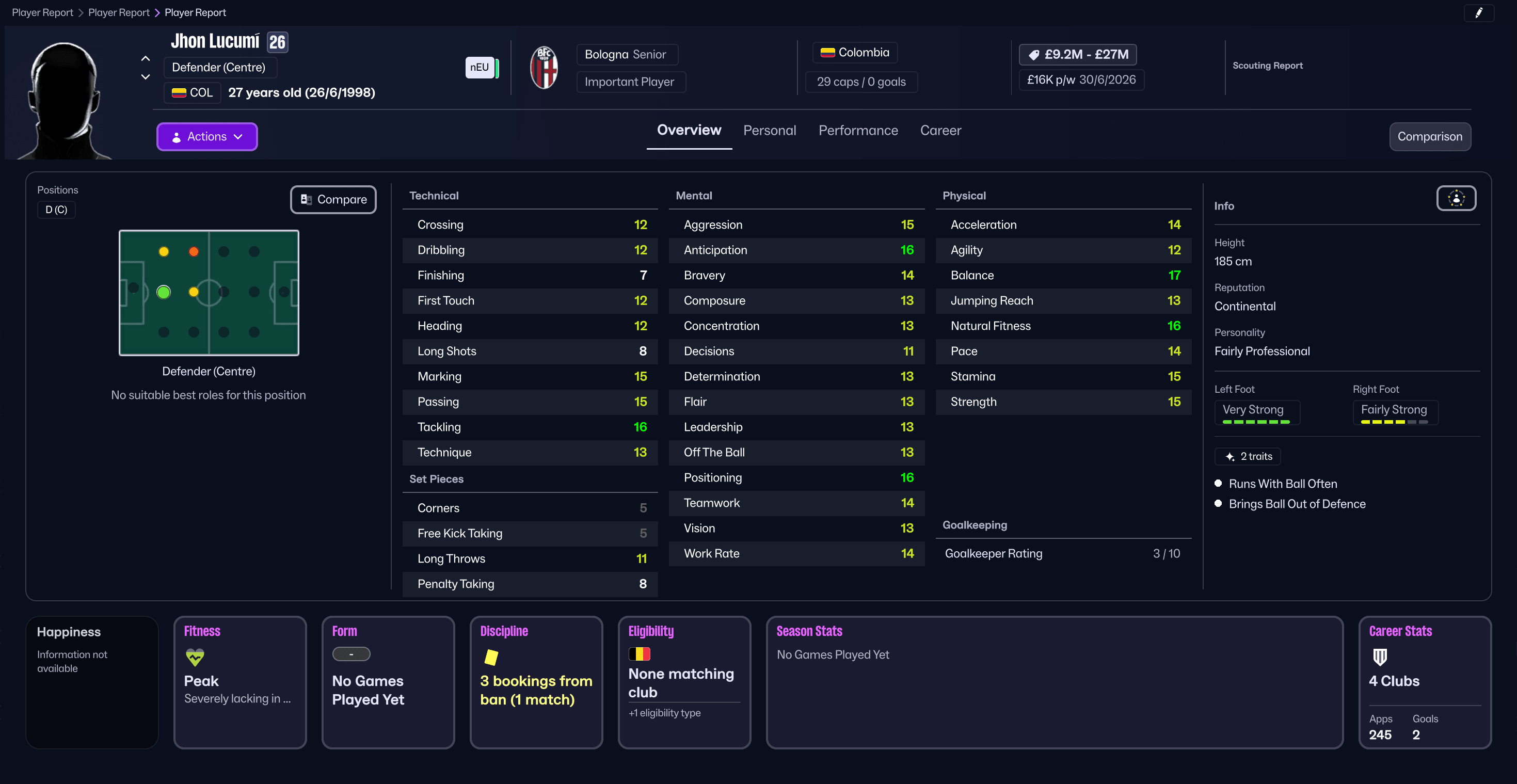 Jon Lucumi en Football Manager 26