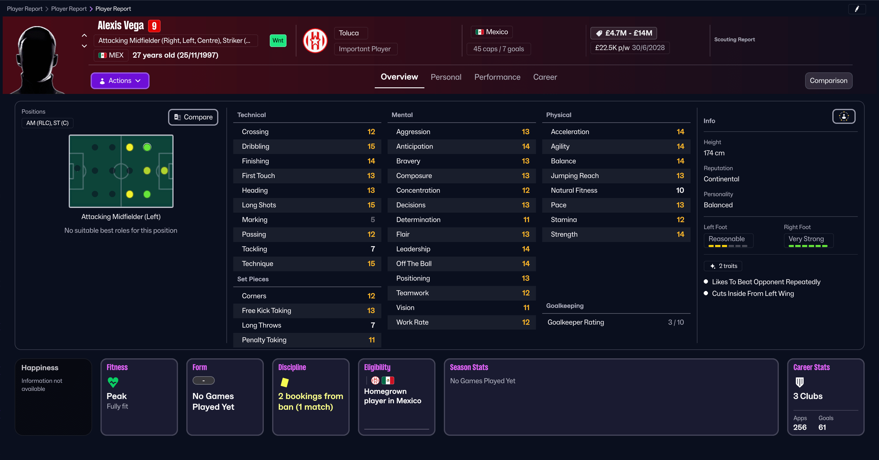 Alexis Vega ใน Football Manager 26
