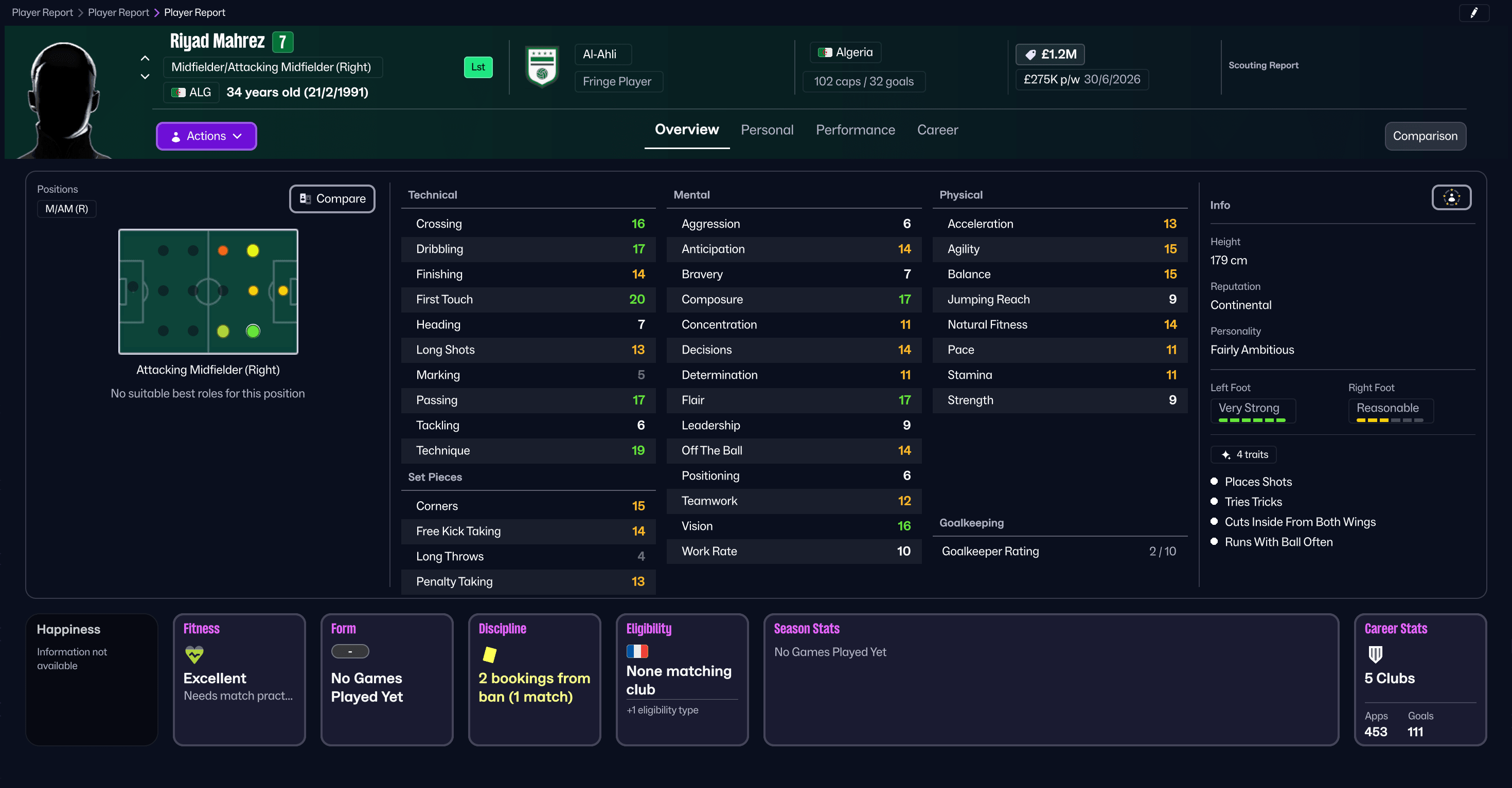 ริยาด มาห์เรซใน Football Manager 26 ริยาด มาห์เรซใน Football Manager 26