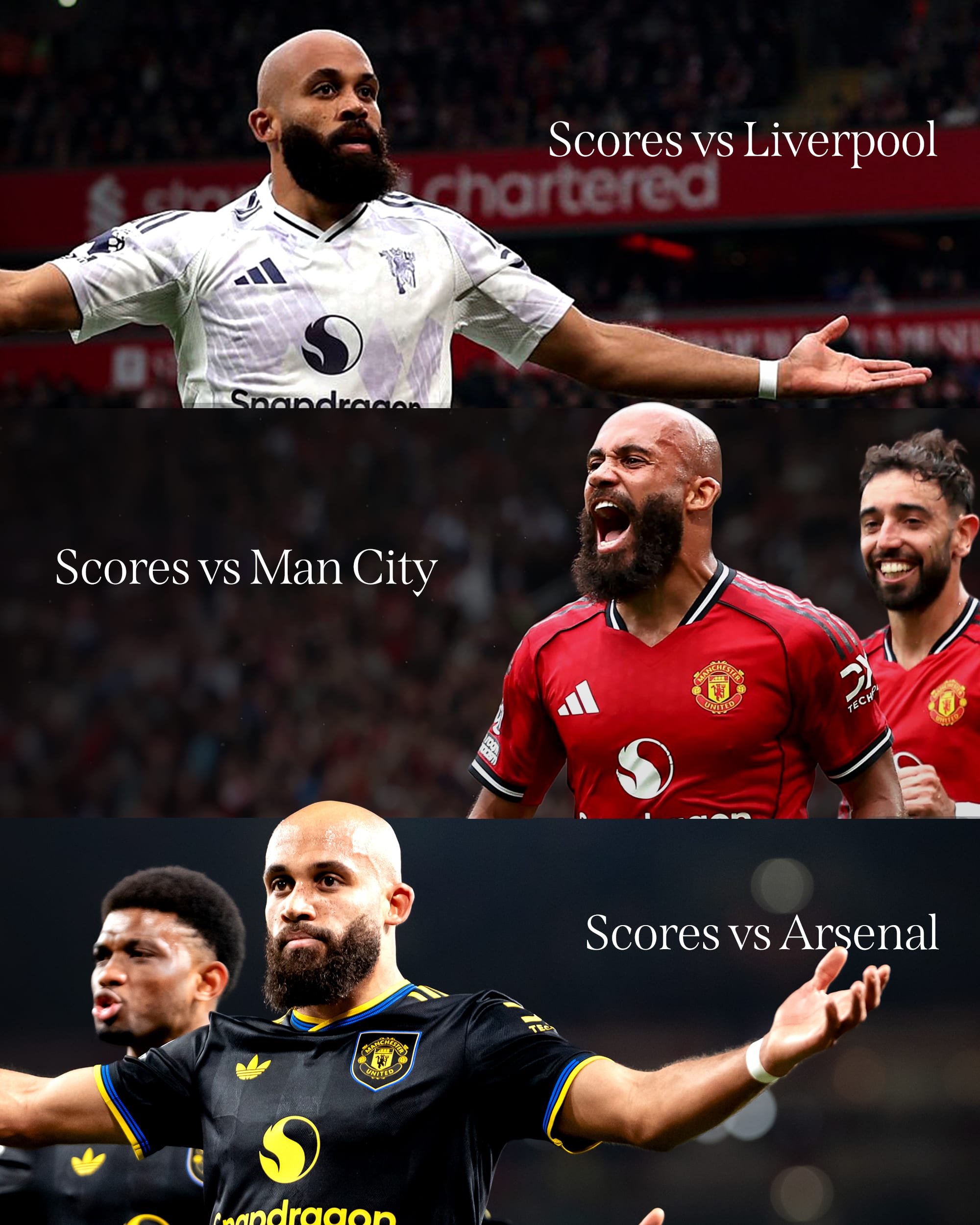 ภาพแสดงการยิงประตูสำคัญของไบรอัน เอ็มเบอูโม่ในเกมสำคัญของแมนยูไนเต็ด