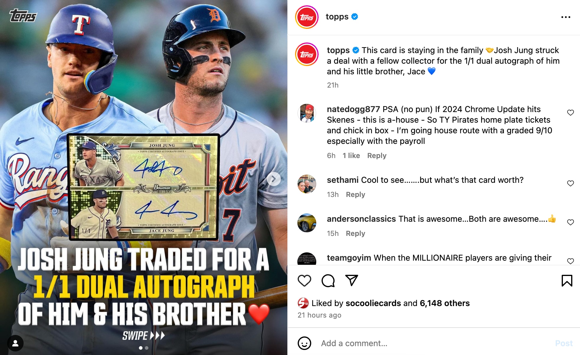 Josh Jung gets a rare baseall card