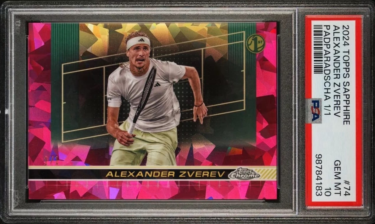Alexander Zverev 1/1 2024 Topps Chrome Sapphire Tennis Padparadscha PSA 10 #74