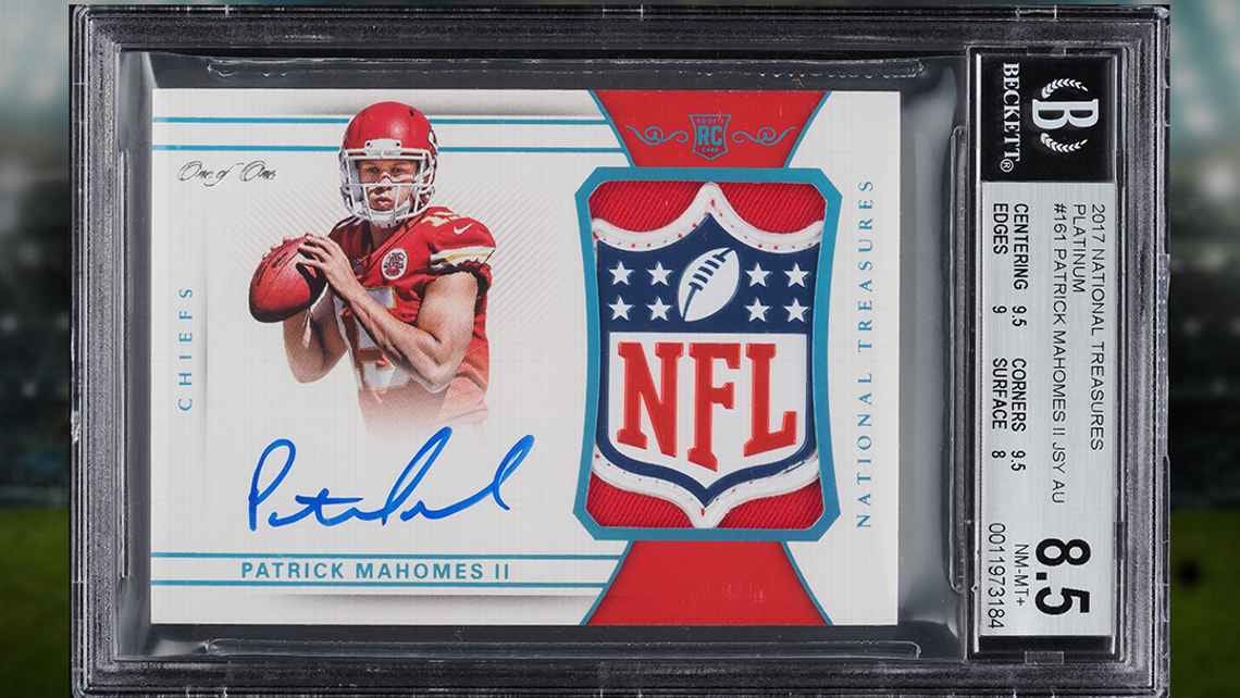 Patrick Mahomes 2017 Panini National Treasures 1-of-1, NFL shield