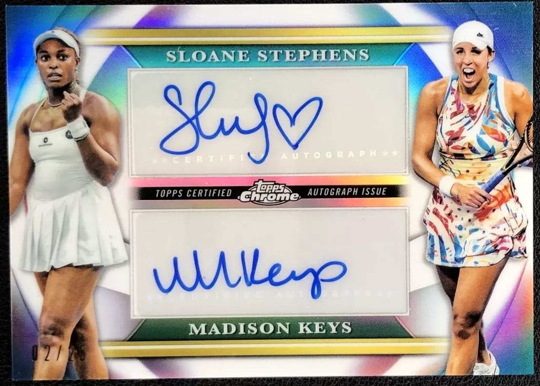 2024 Topps Chrome Tennis Sloane Steves, Madison Keys Dual Autograph 2/25