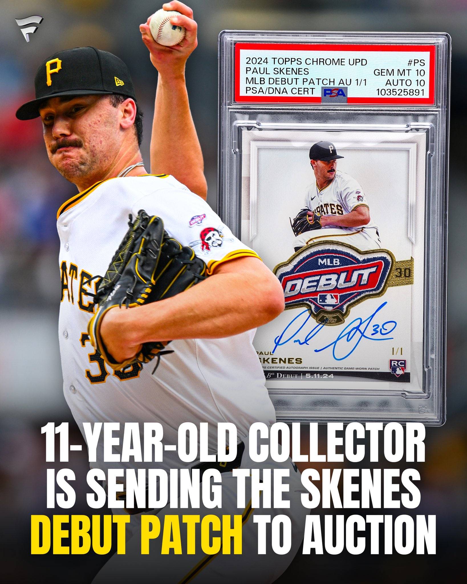 Paul Skenes MLB Debut Patch Auto 1/1 Card Goes to Auction