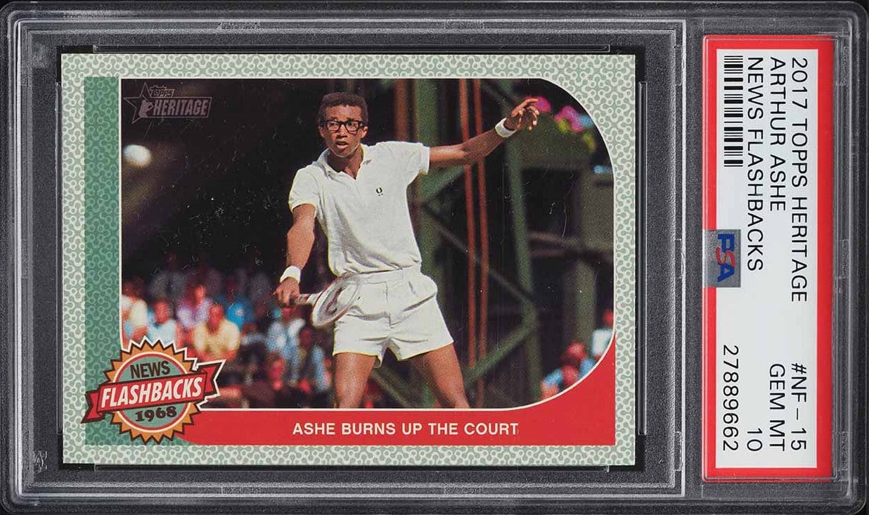 2017 Topps Heritage News Flashbacks Arthur Ashe #NF-15 PSA 10 sold for $15.60 on July 24, 2022 on Fanatics Weekly