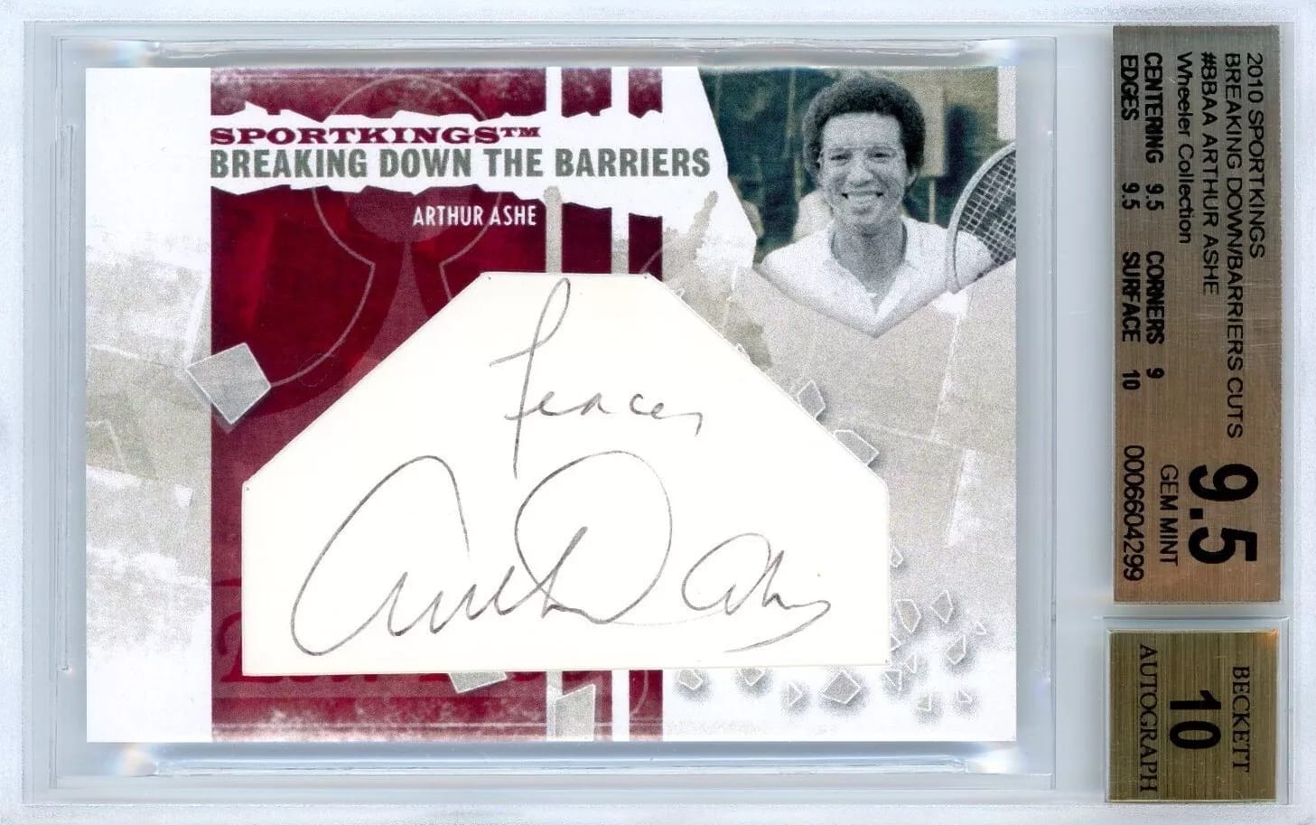 2010 Sportkings Breaking Down Barriers Cut Signature 1/1 Arthur Ashe BGS 9.5, 10 Auto