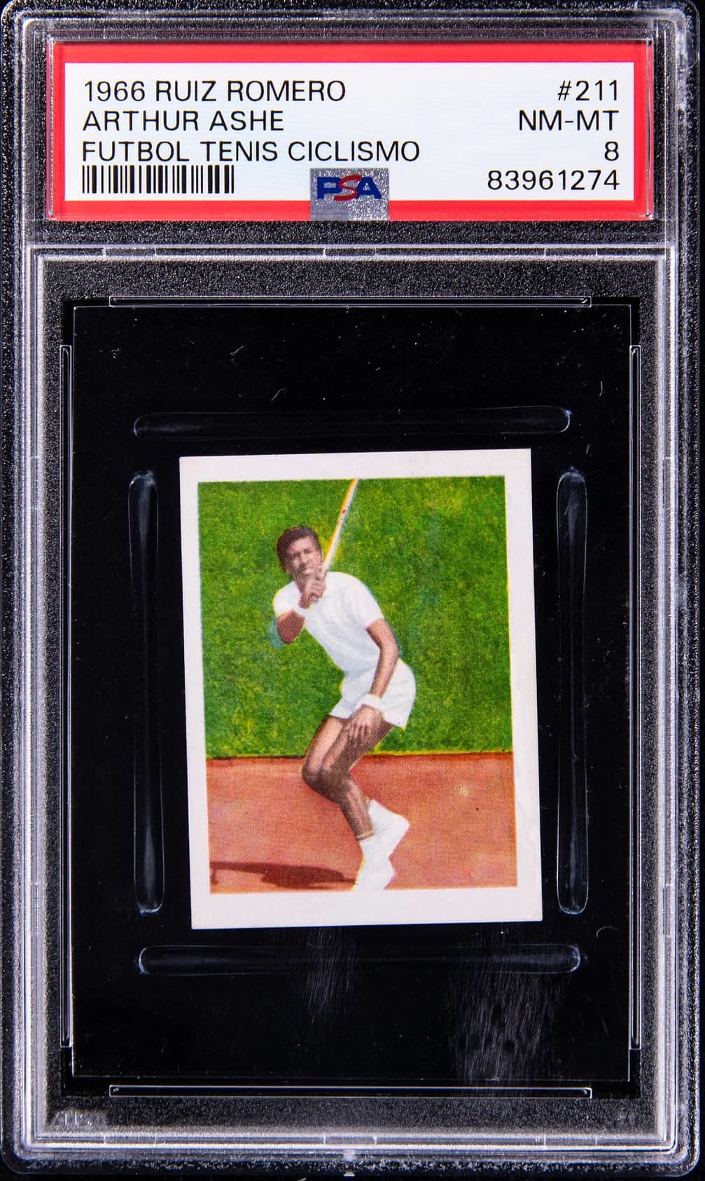 Arthur Ashe's Highest Selling Card: 1966 Ruiz Romero Fútbol Tenis Ciclismo #211 Arthur Ashe PSA 8