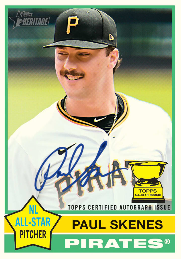 Skenes autographs can be had in 2025 Topps Heritage