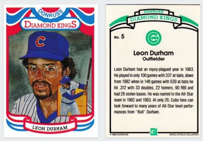 1984 Donruss Diamond Kings Leon Durham #5