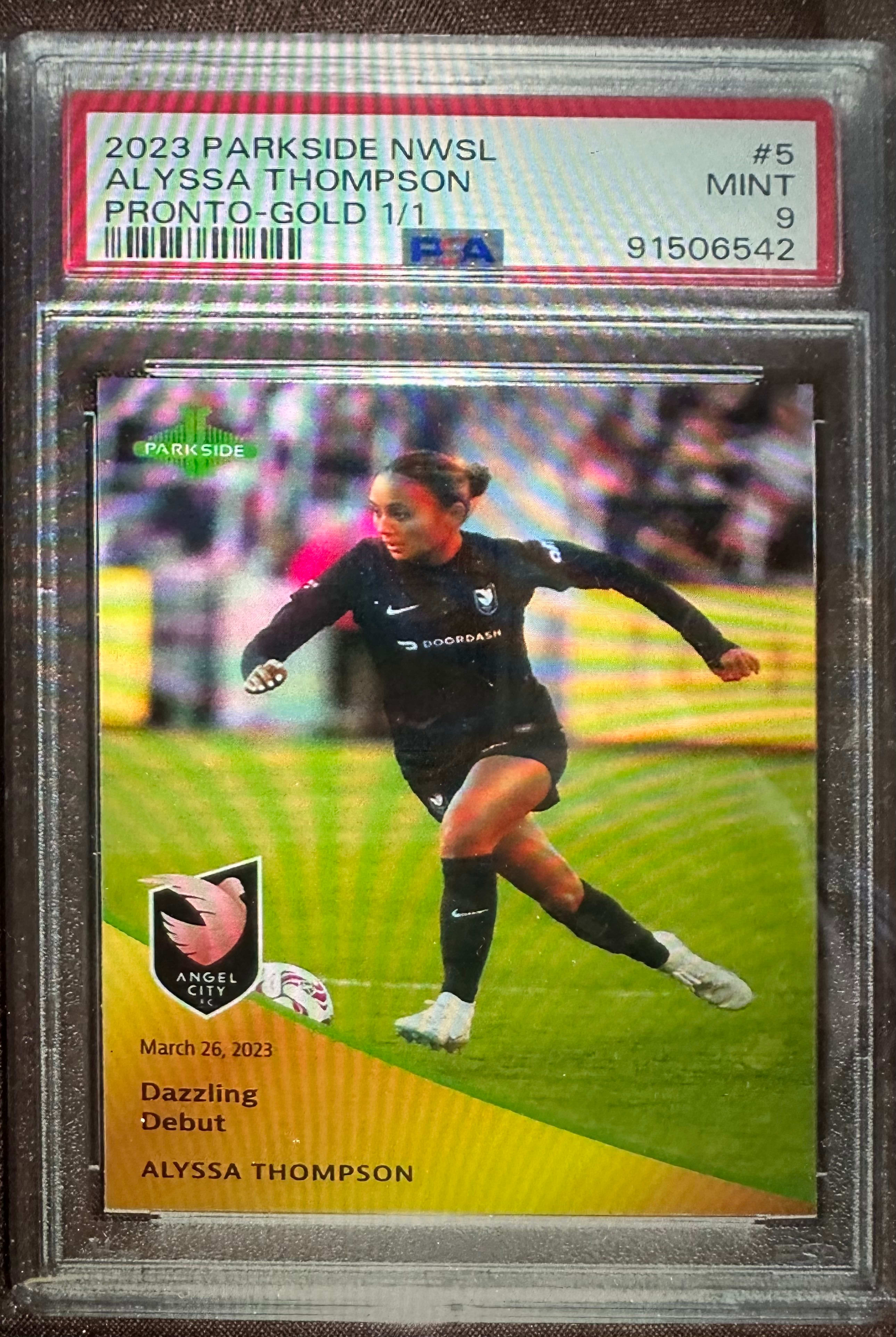 2023 Parkside Pronto Rookie “Dazzling Debut” Gold 1/1 PSA 9 of Alyssa Thompson