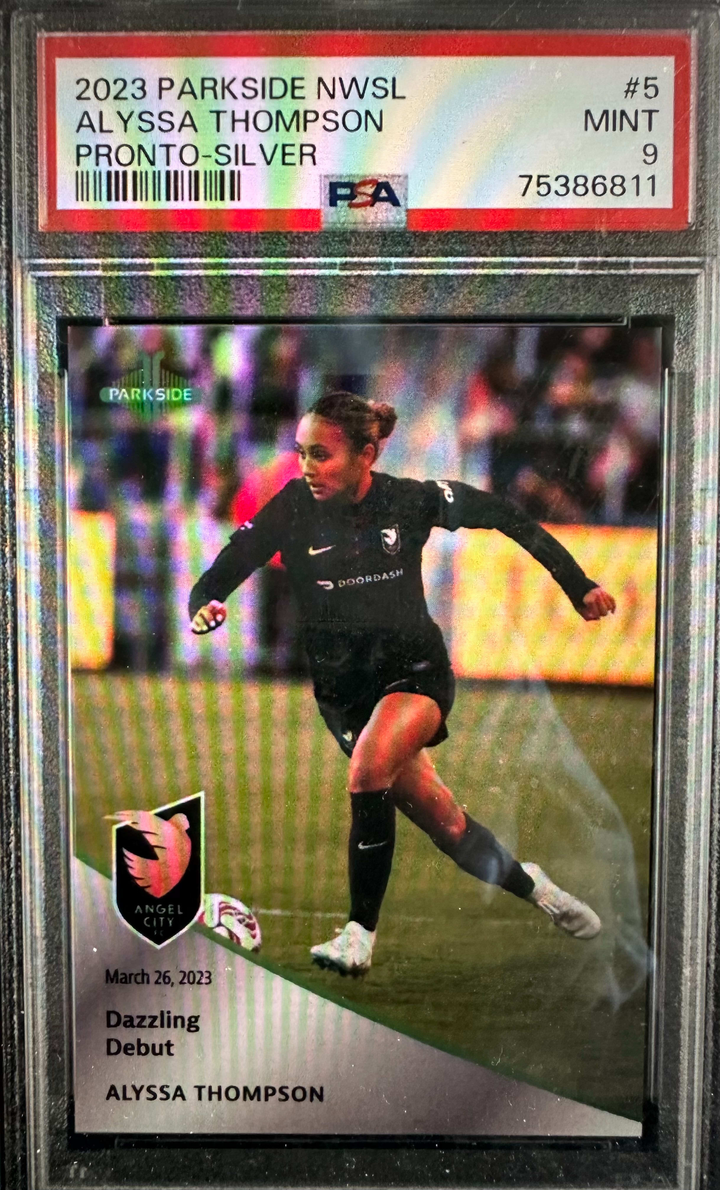 2023 Parkside Pronto Rookie “Dazzling Debut” Silver /10 PSA 9 of Alyssa Thompson