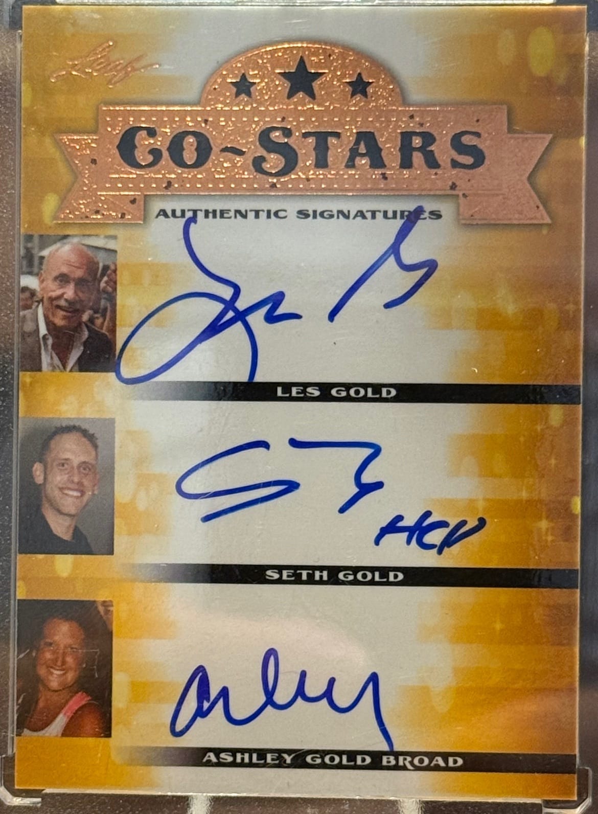 2013 Leaf Pop Century Les, Seth, and Ashley Gold Triple Auo