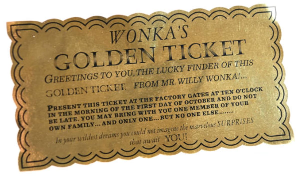 Golden Ticket from Willy Wonka and the Chocolate Factory
