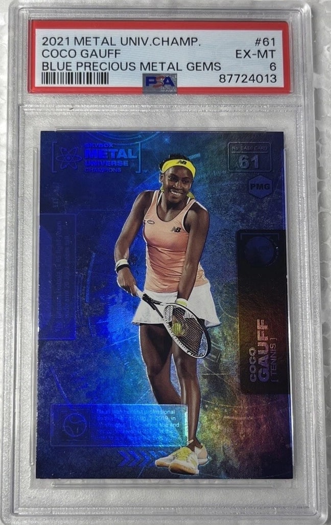 2021 Skybox Metal Universe Champions Blue Precious Metal Gems 15/25 #61 Coco Gauff in a PSA 6