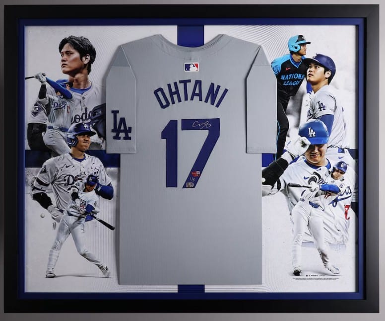 Shohei Ohtani Dodgers Autographed Fanatics Authentic Framed Nike Gray Authentic Jersey Collage Commemorating the 2024 Season