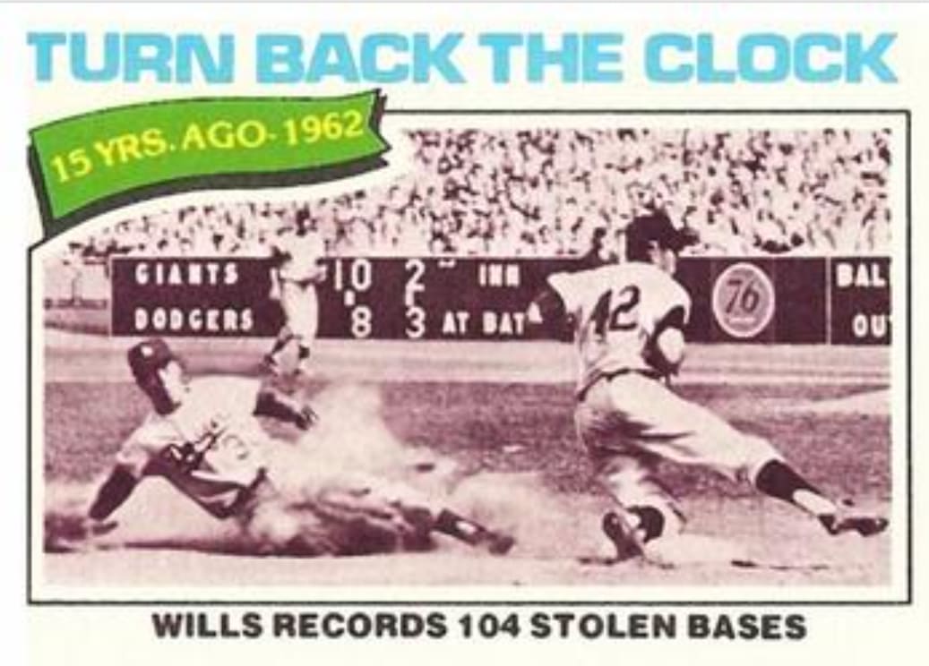 1977 Topps Maury Wills Turn Back the Clock