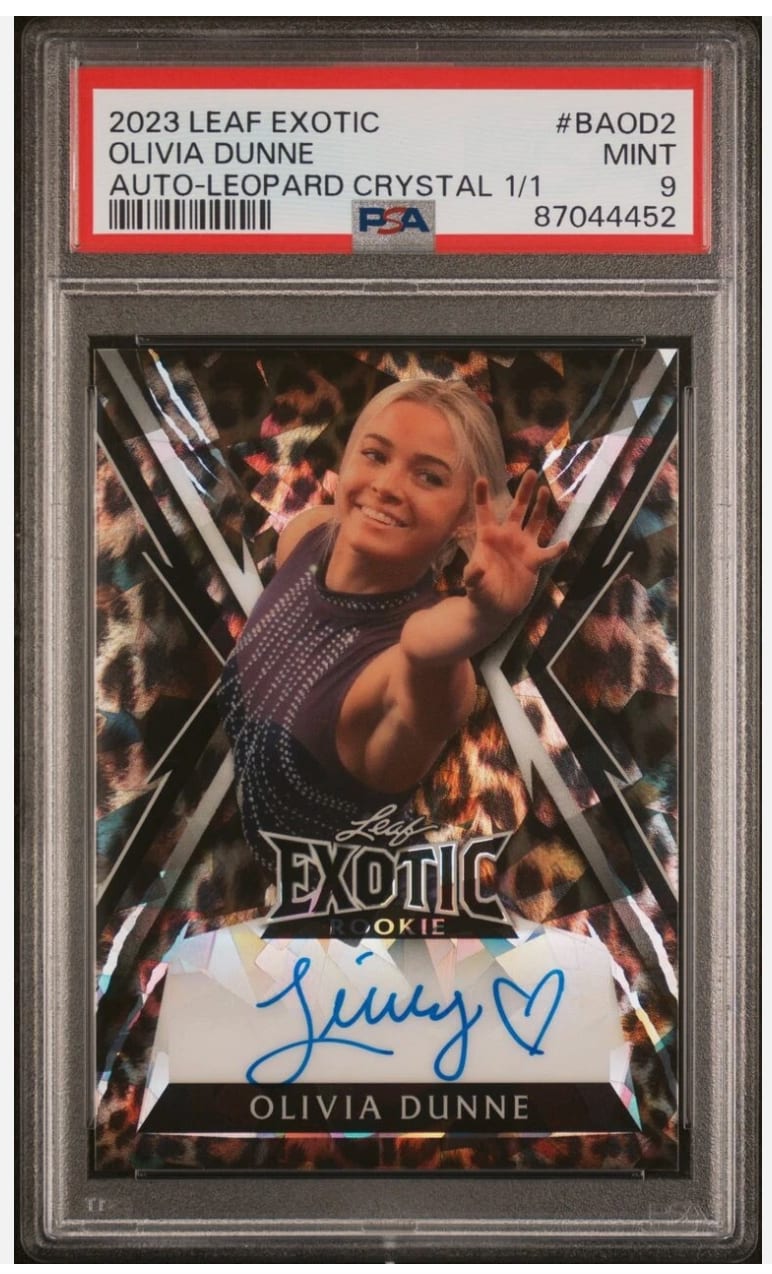 Livvy Dunne 2023 Leaf Exotic Metal Leopard Crystal On Card Auto 1/1 PSA 9